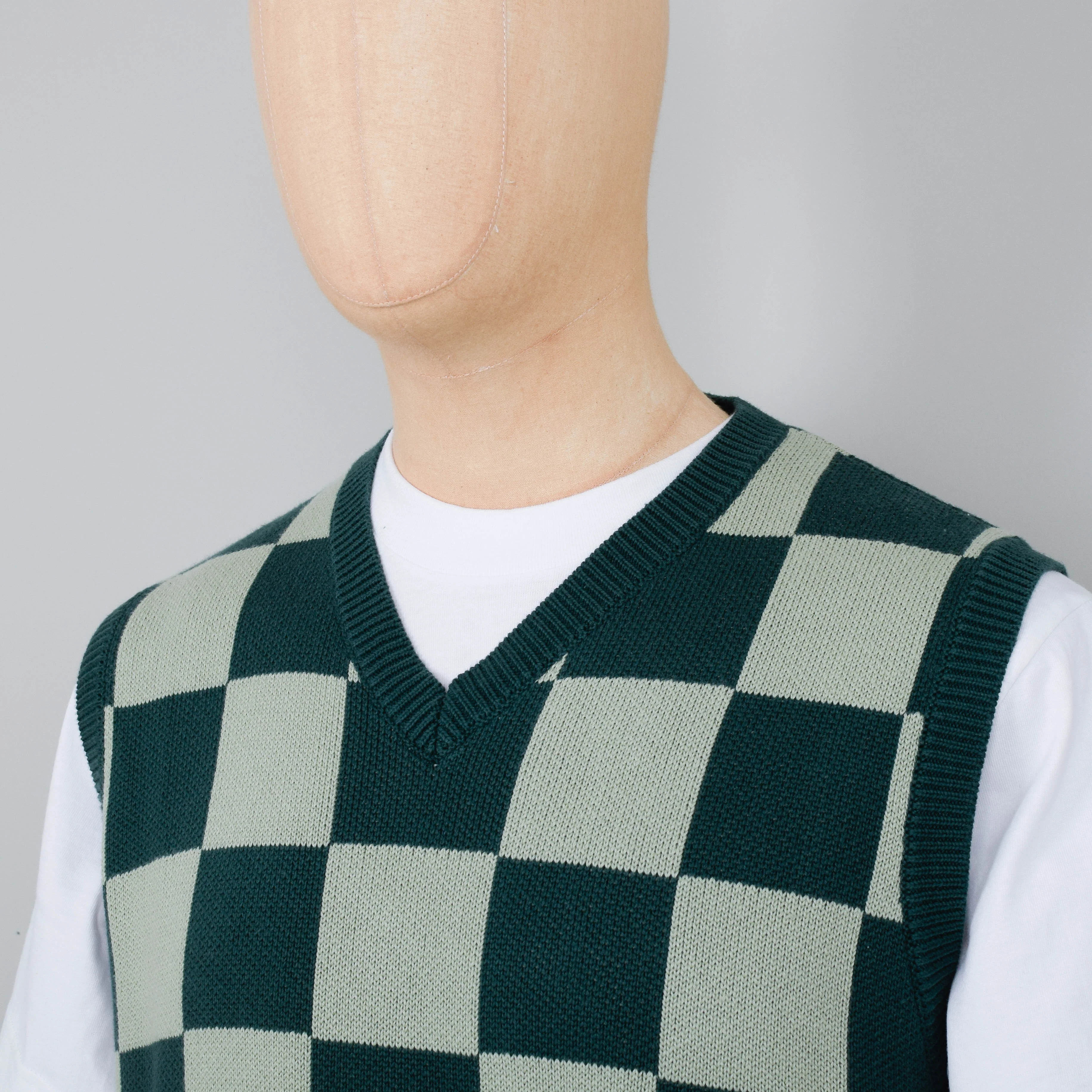 Service Works Checkerboard Knitted Vest - Green - Image 2