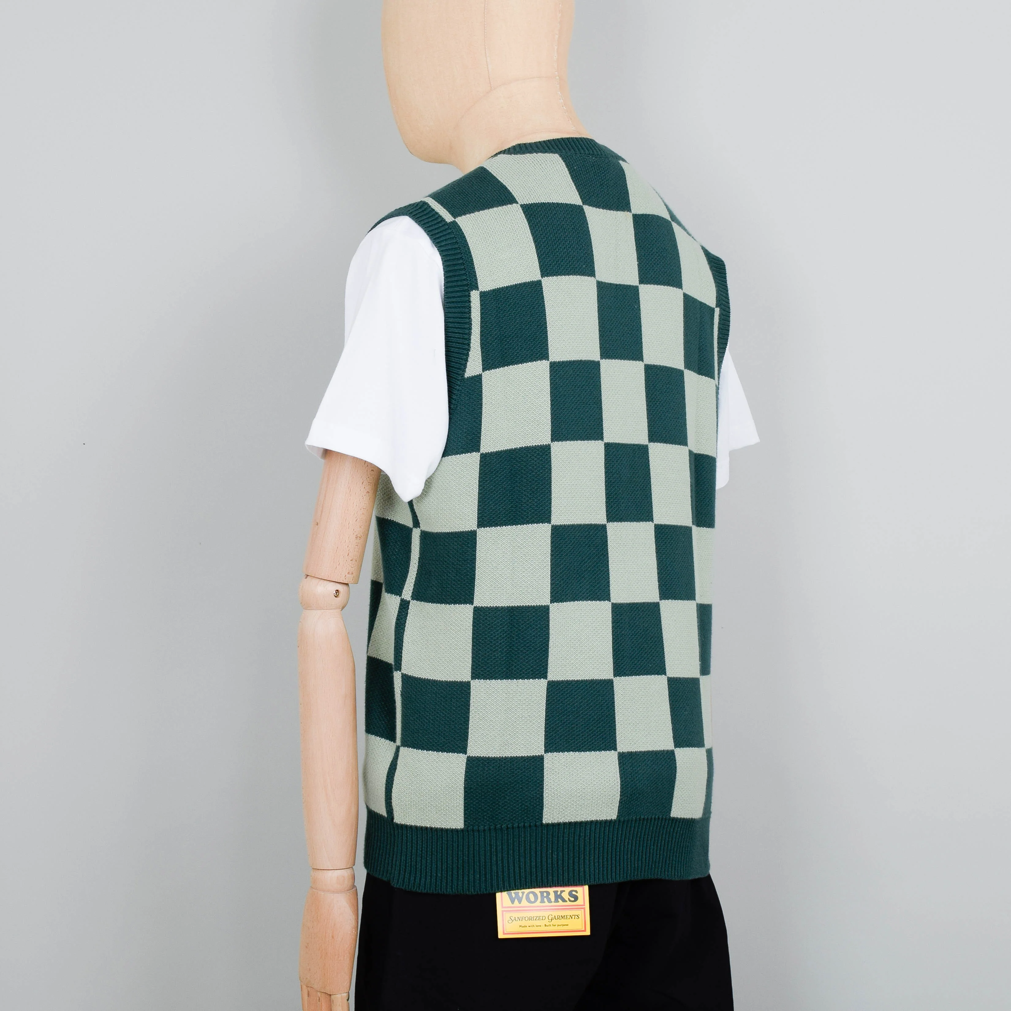 Service Works Checkerboard Knitted Vest - Green - Image 3