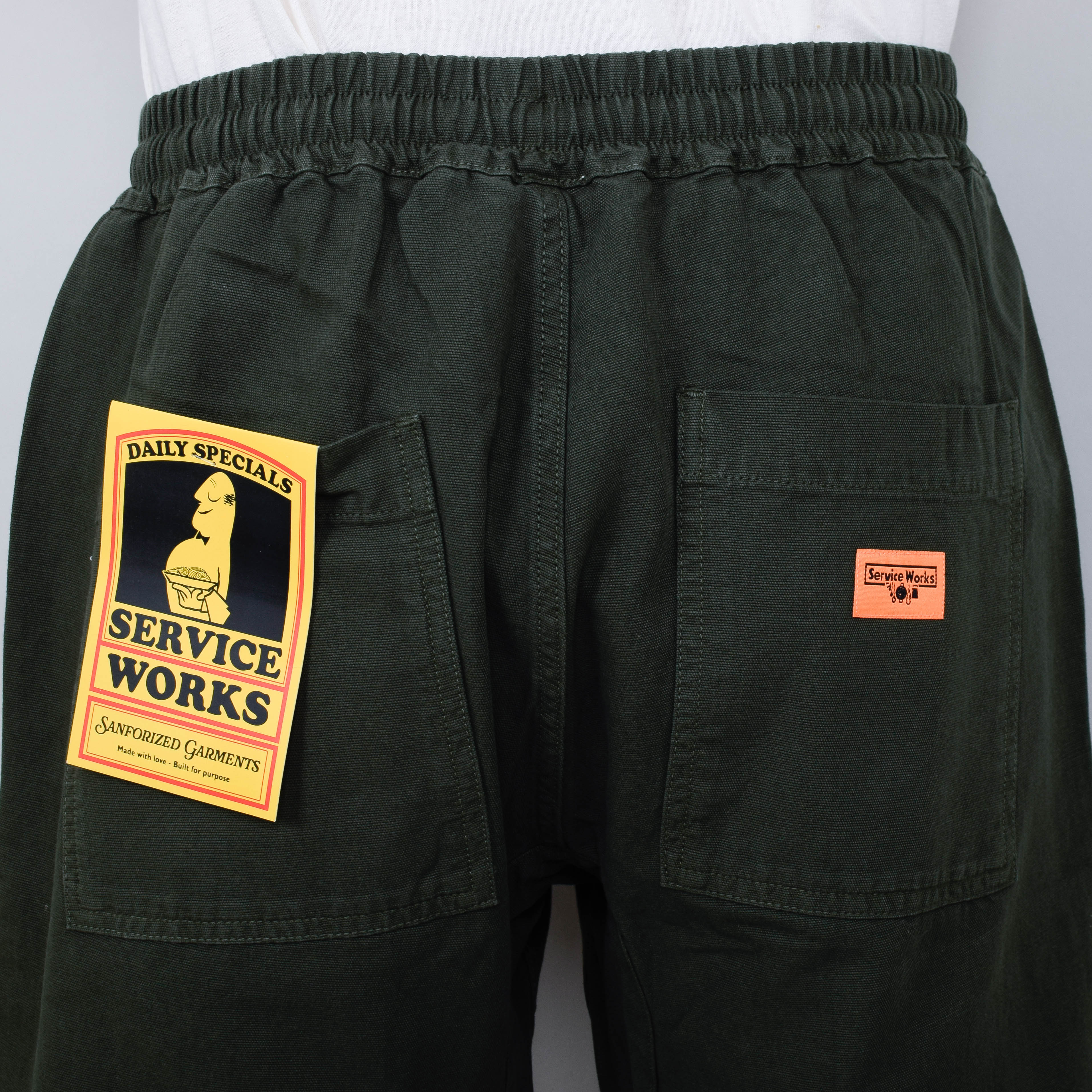 Service Works Classic Canvas Chef Shorts - Olive - Image 3