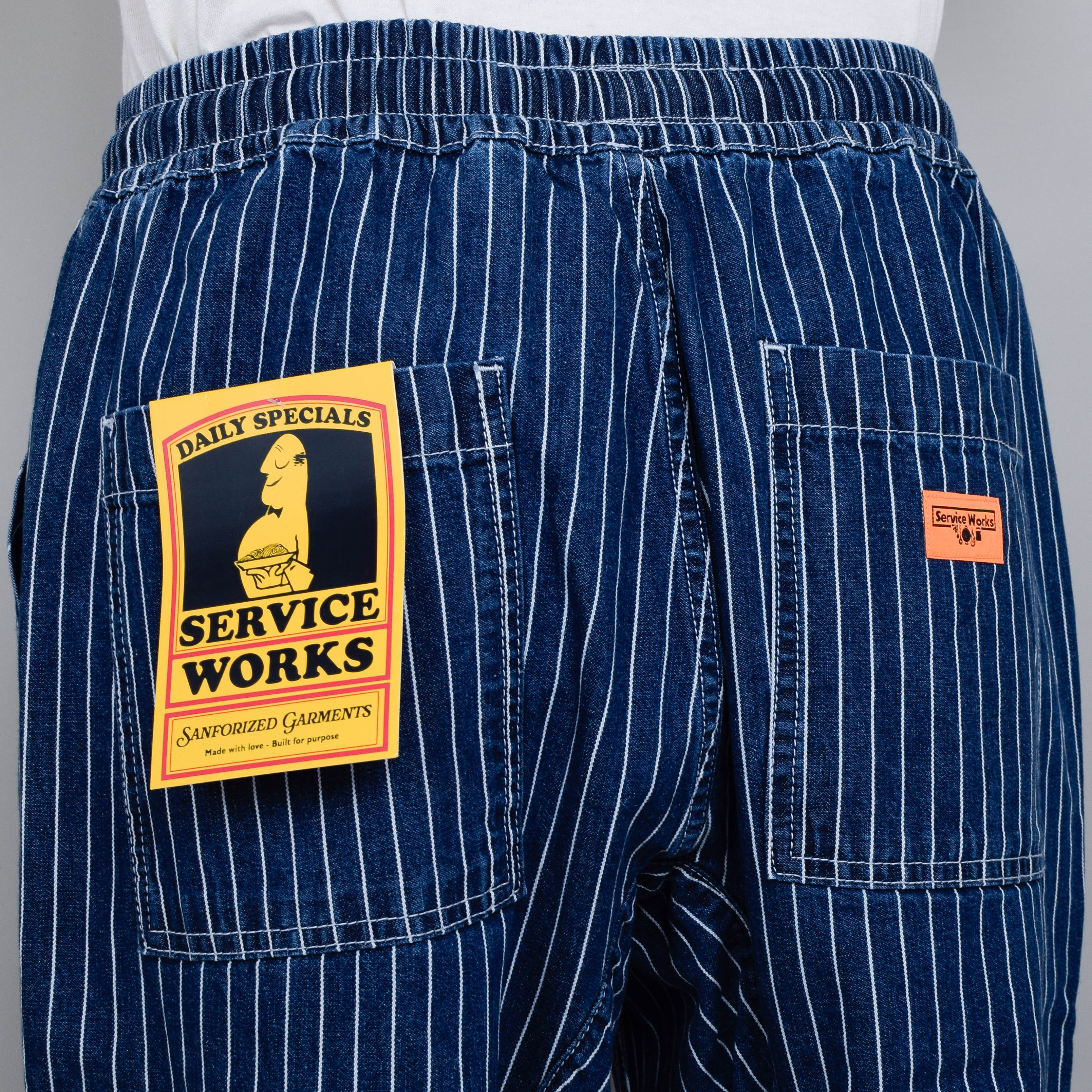 Service Works Pinstripe Denim Chef Pants - Indigo - Image 3