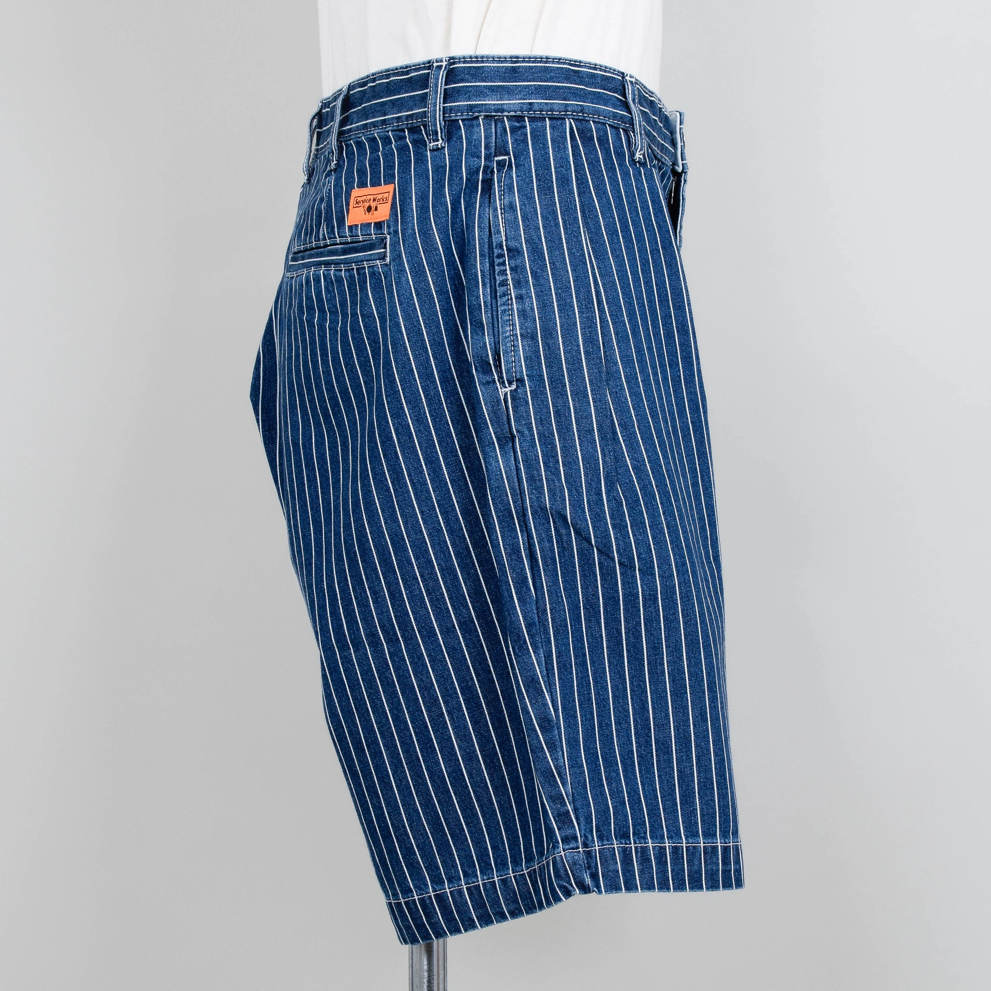 Service Works Pinstripe Denim Part Timer Shorts - Indigo - Image 2