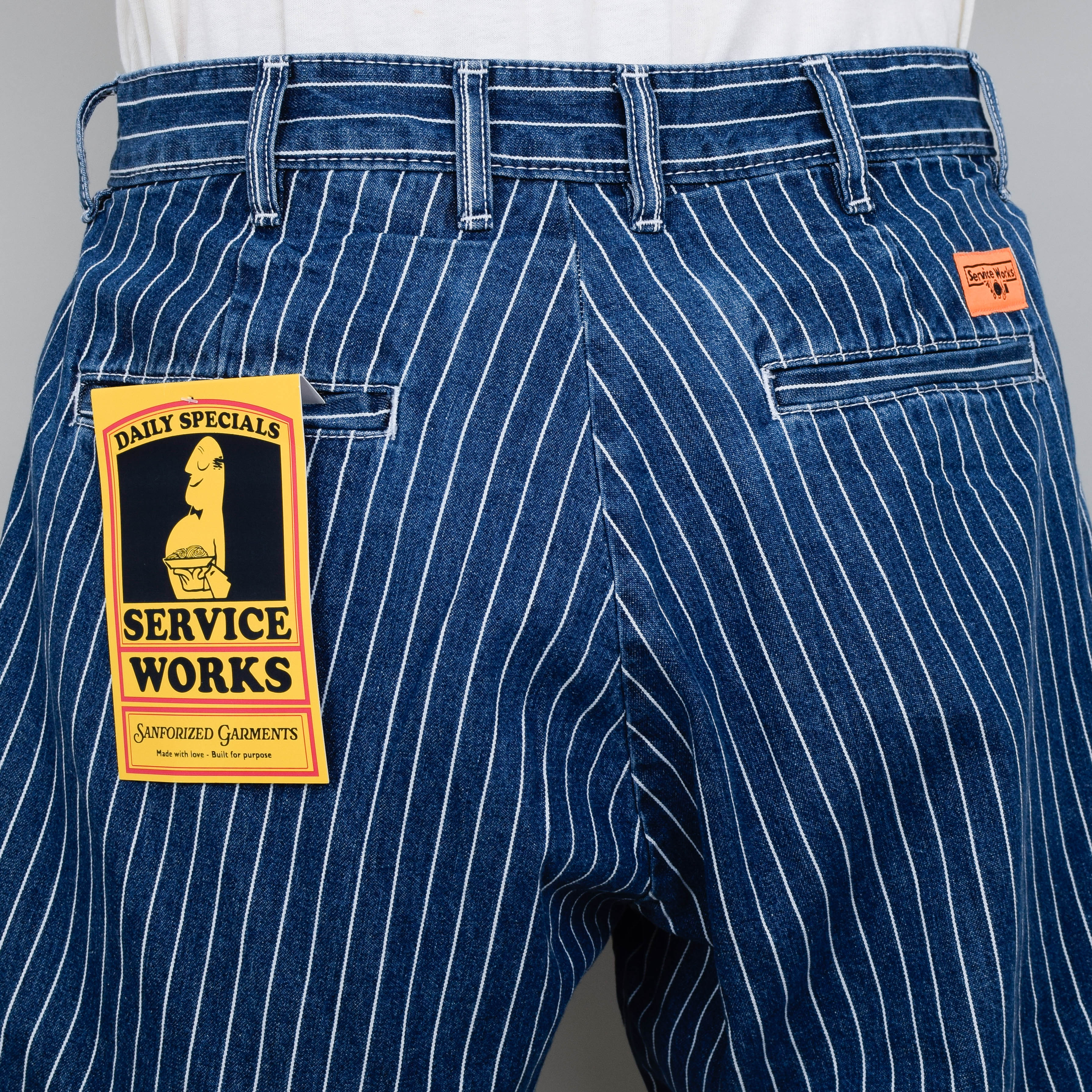 Service Works Pinstripe Denim Part Timer Shorts - Indigo - Image 3