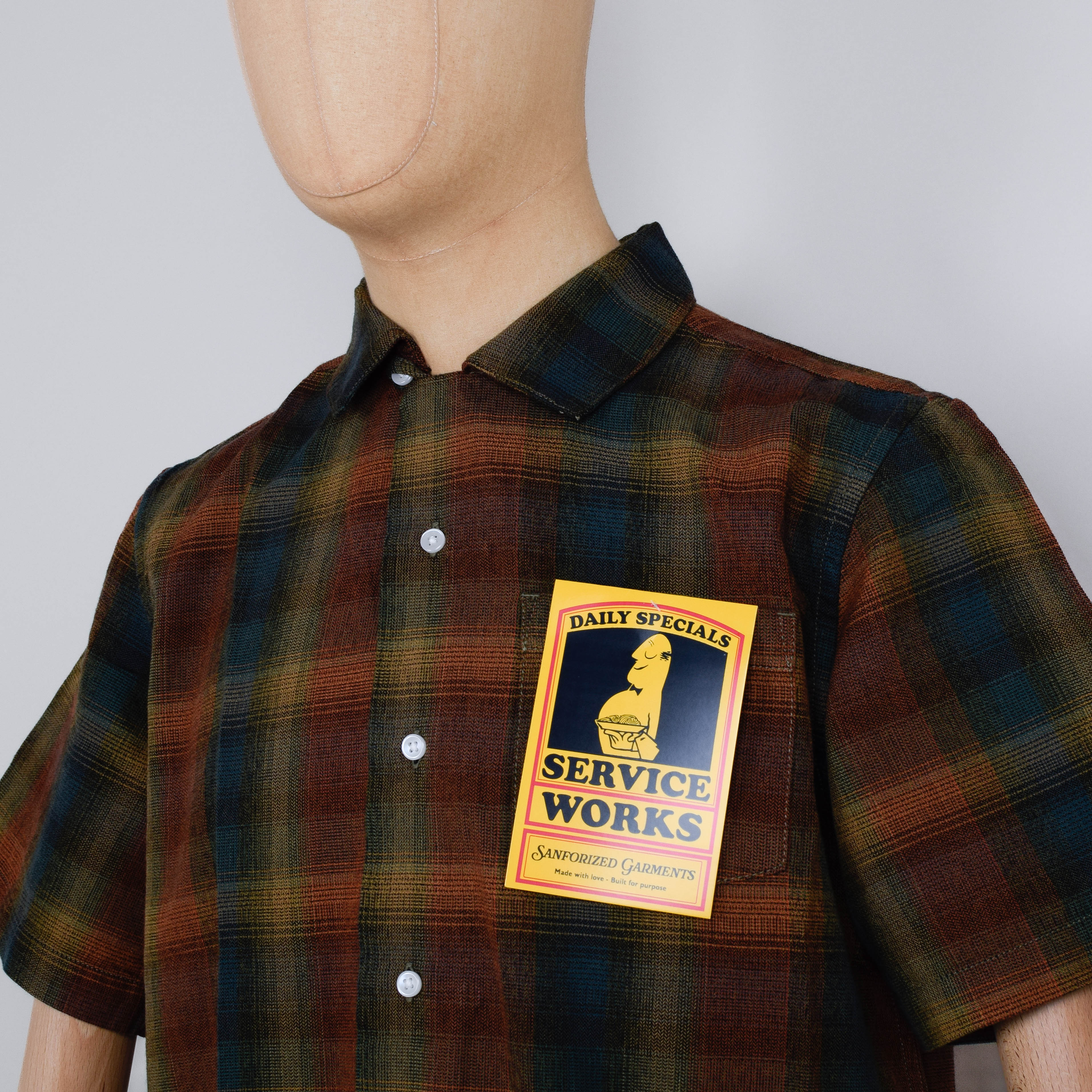 Service Works Plaid Resort Shirt- Brown - Image 2