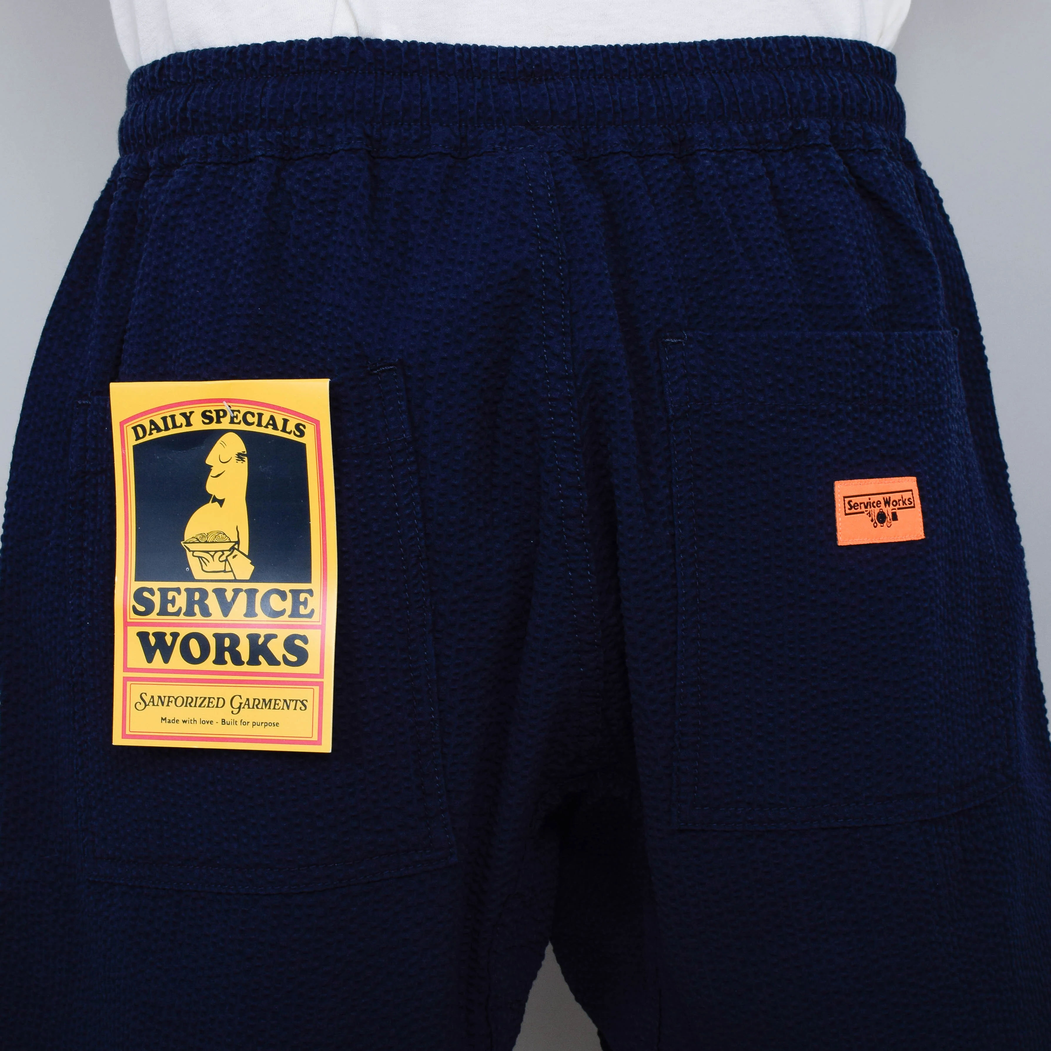 Service Works Seersucker Chef Shorts - Dark Navy - Image 3