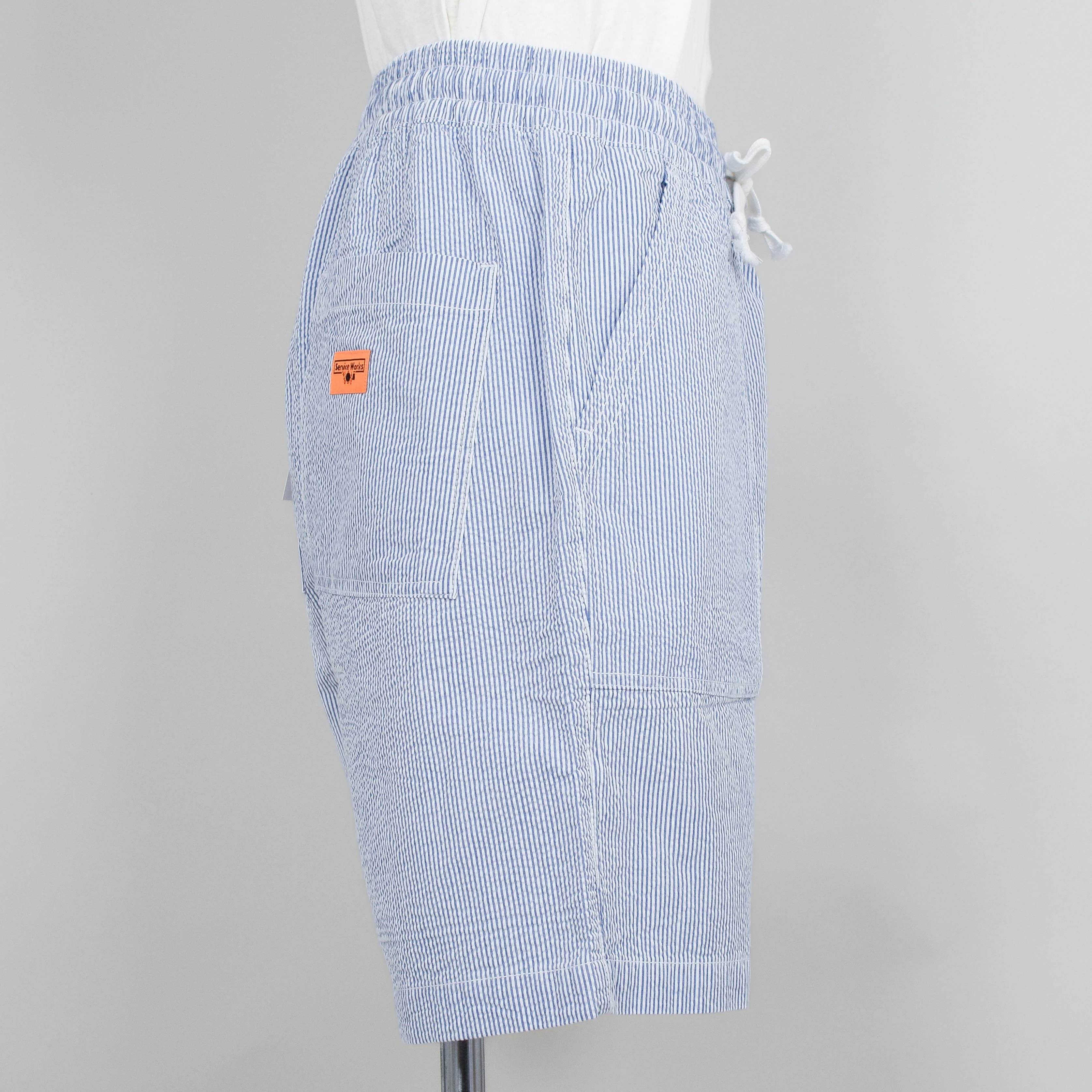 Service Works Seersucker Chef Shorts - Navy Stripe - Image 2