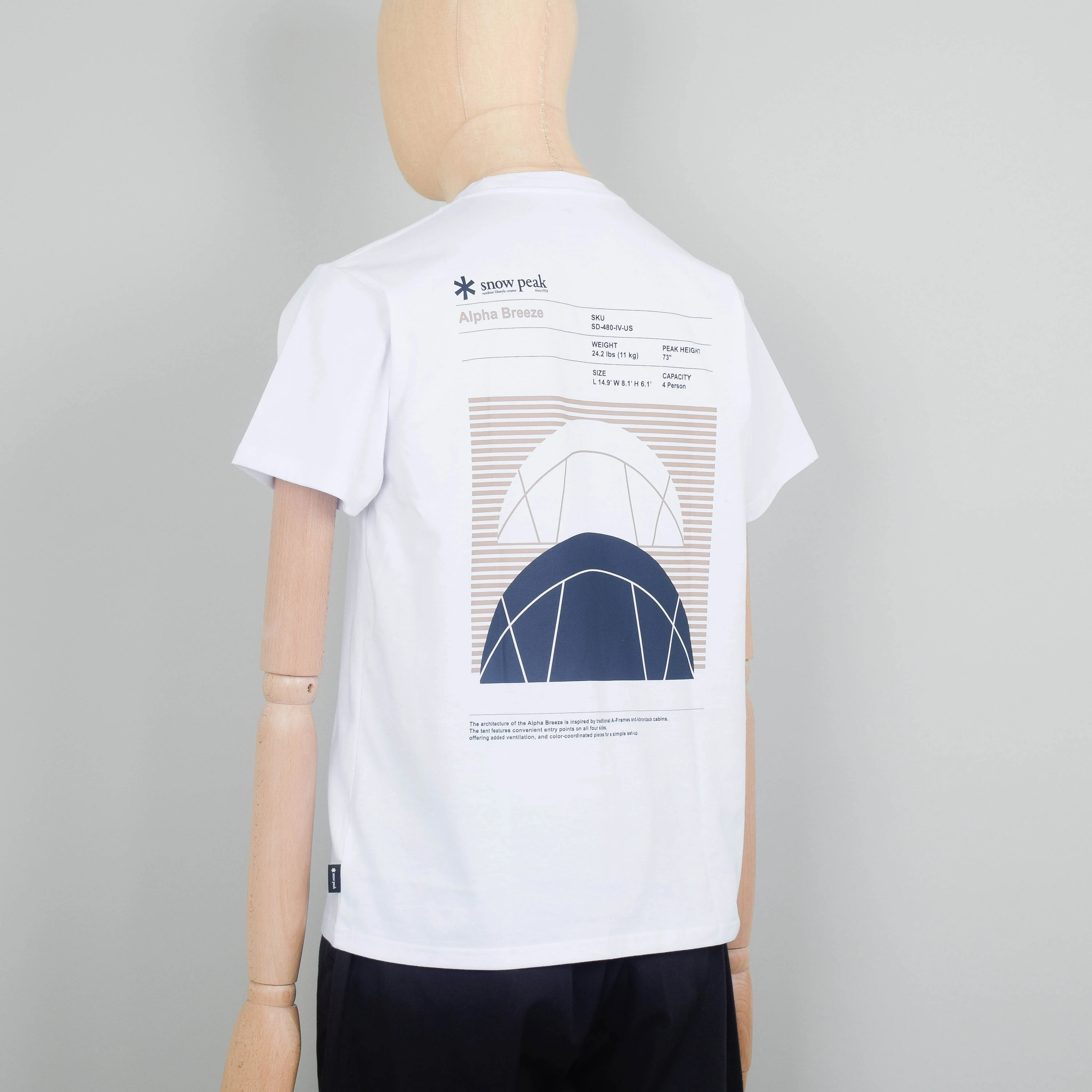 Snow Peak Alpha Breeze Typography T Shirt - White - Image 2