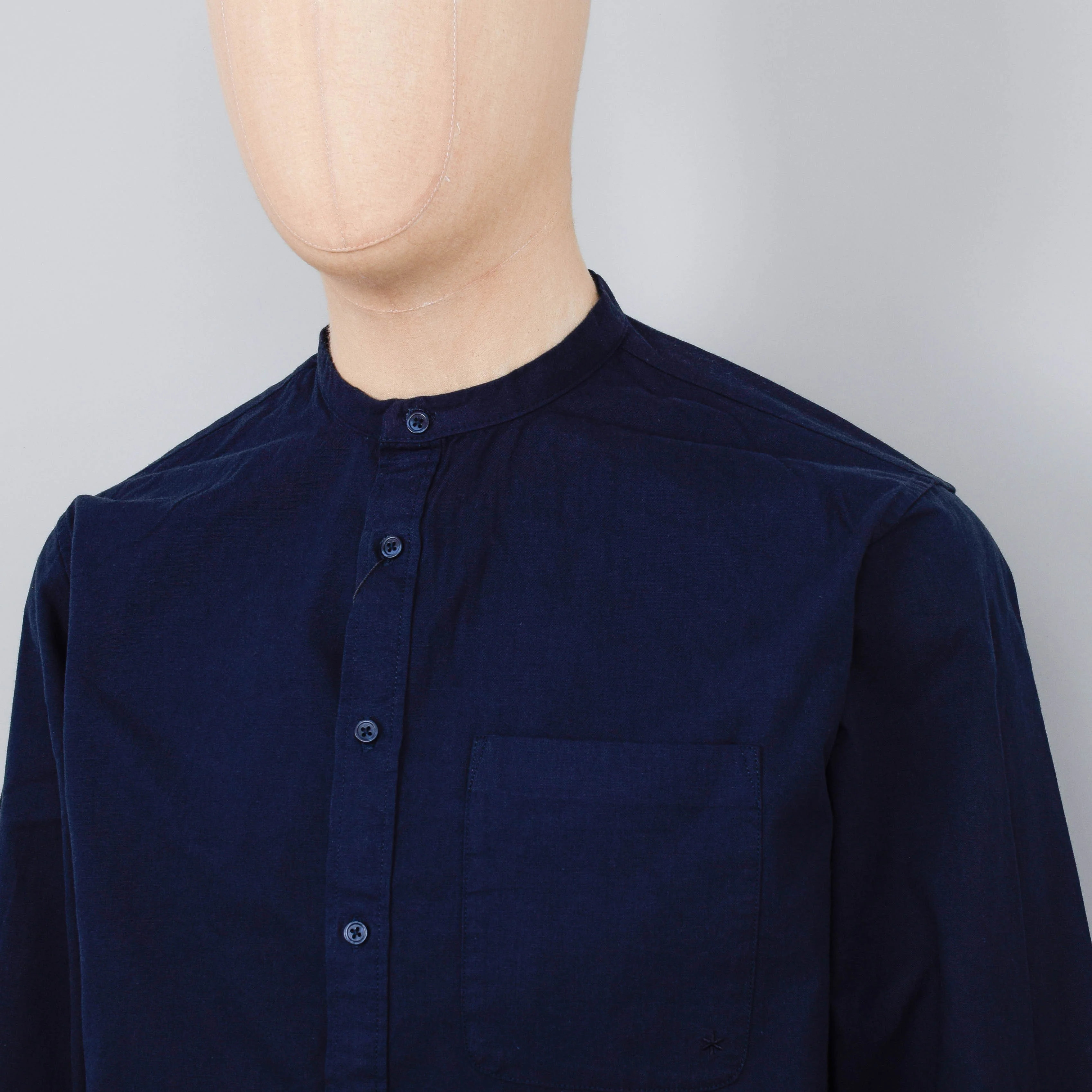 Snow Peak Cotton Poplin Stand Collar Shirt - Navy - Image 2