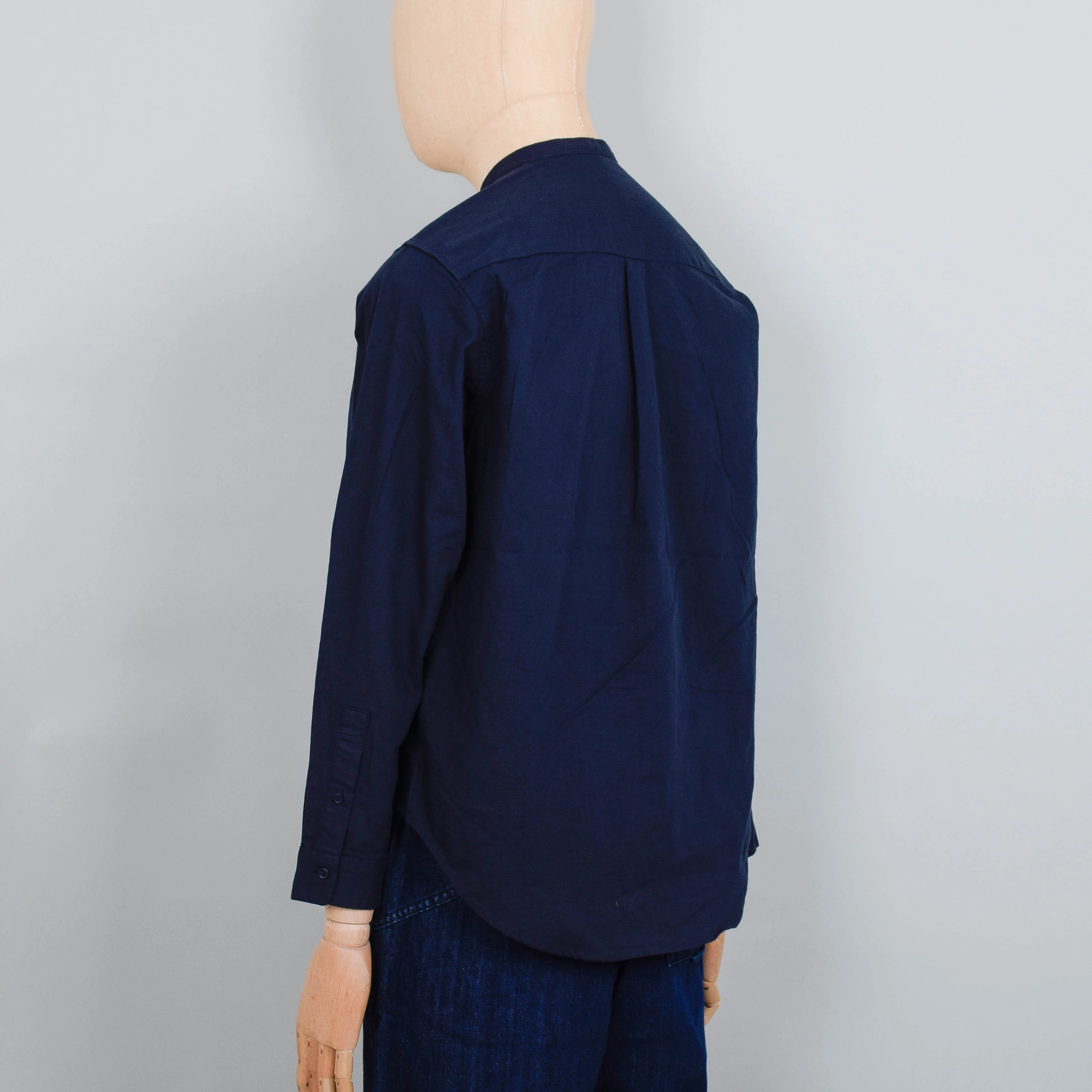 Snow Peak Cotton Poplin Stand Collar Shirt - Navy - Image 3
