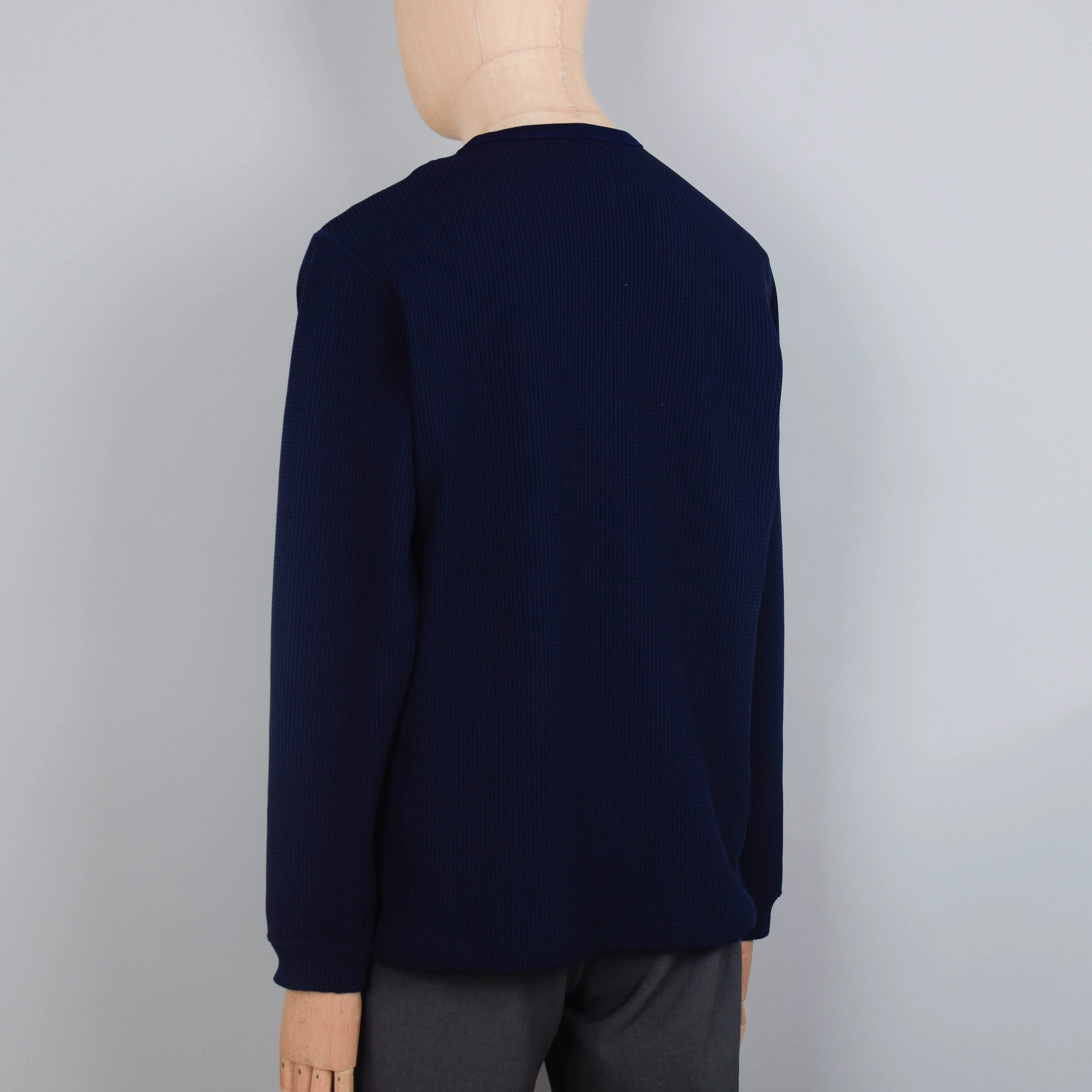 Snow Peak Dry Waffle Long Sleeve T-Shirt - Navy - Image 4
