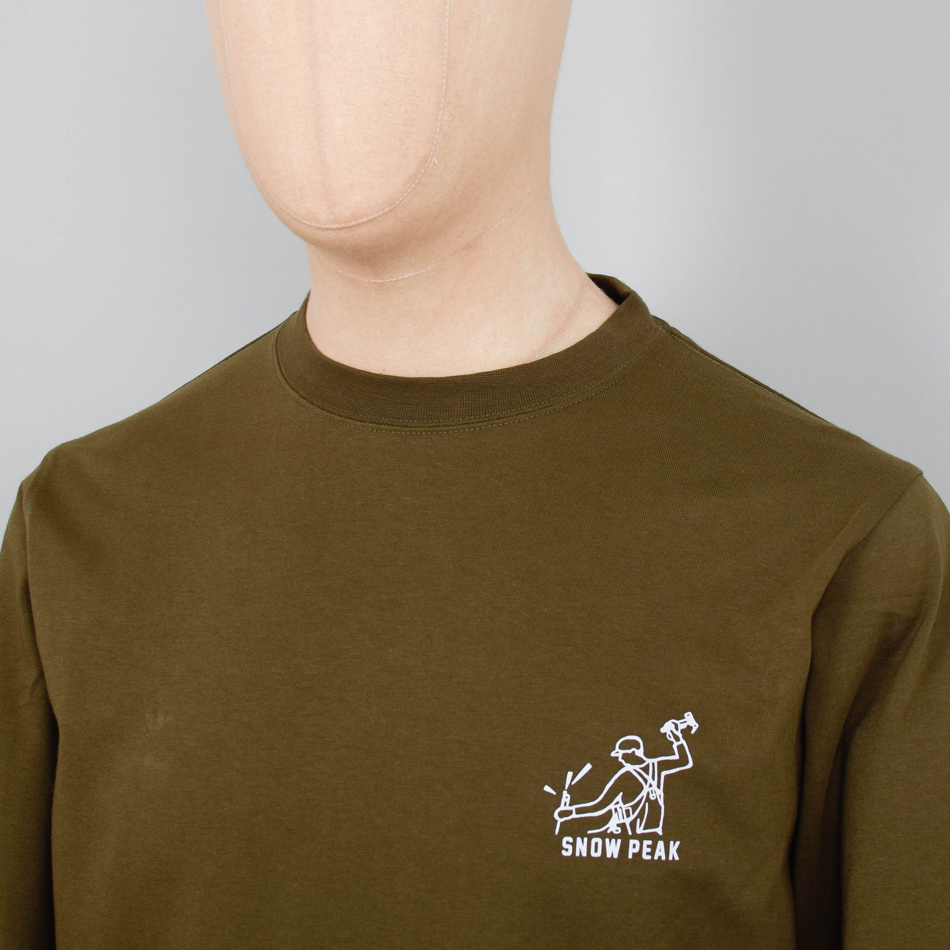 Snow Peak Foam Printed L/S T-Shirt - Olive - Image 2