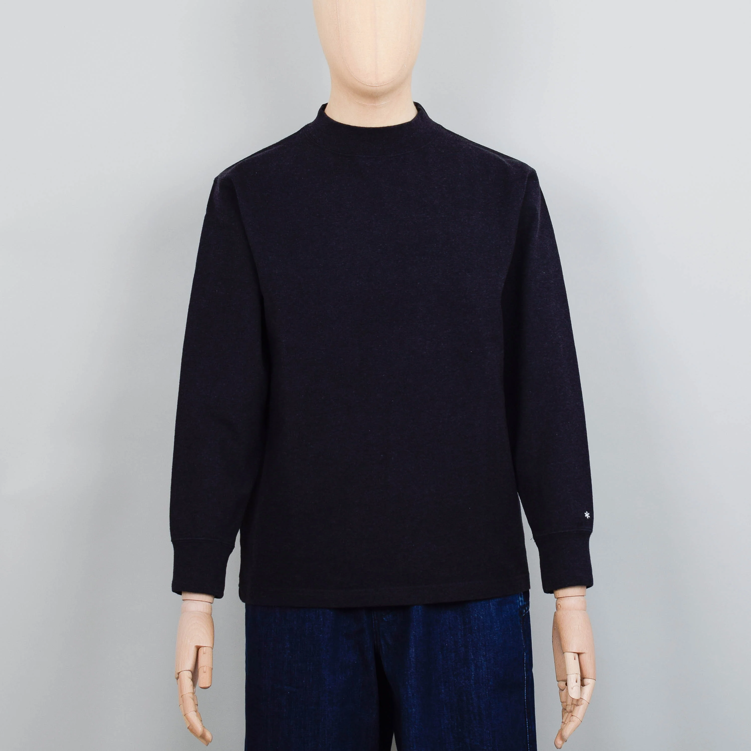 Snow Peak Recycled Cotton Heavy Mockneck L/S T-Shirt - Black