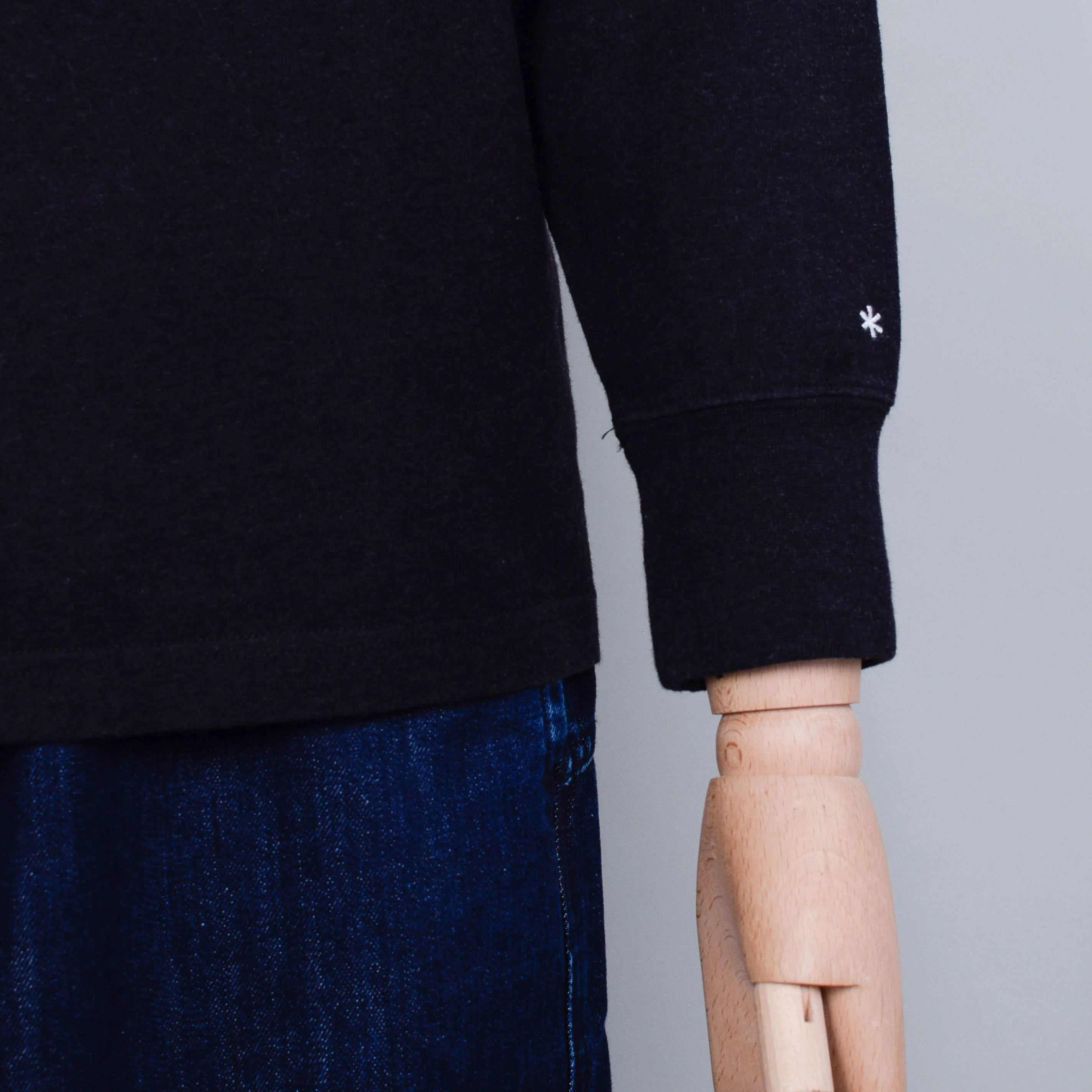 Snow Peak Recycled Cotton Heavy Mockneck L/S T-Shirt - Black - Image 3