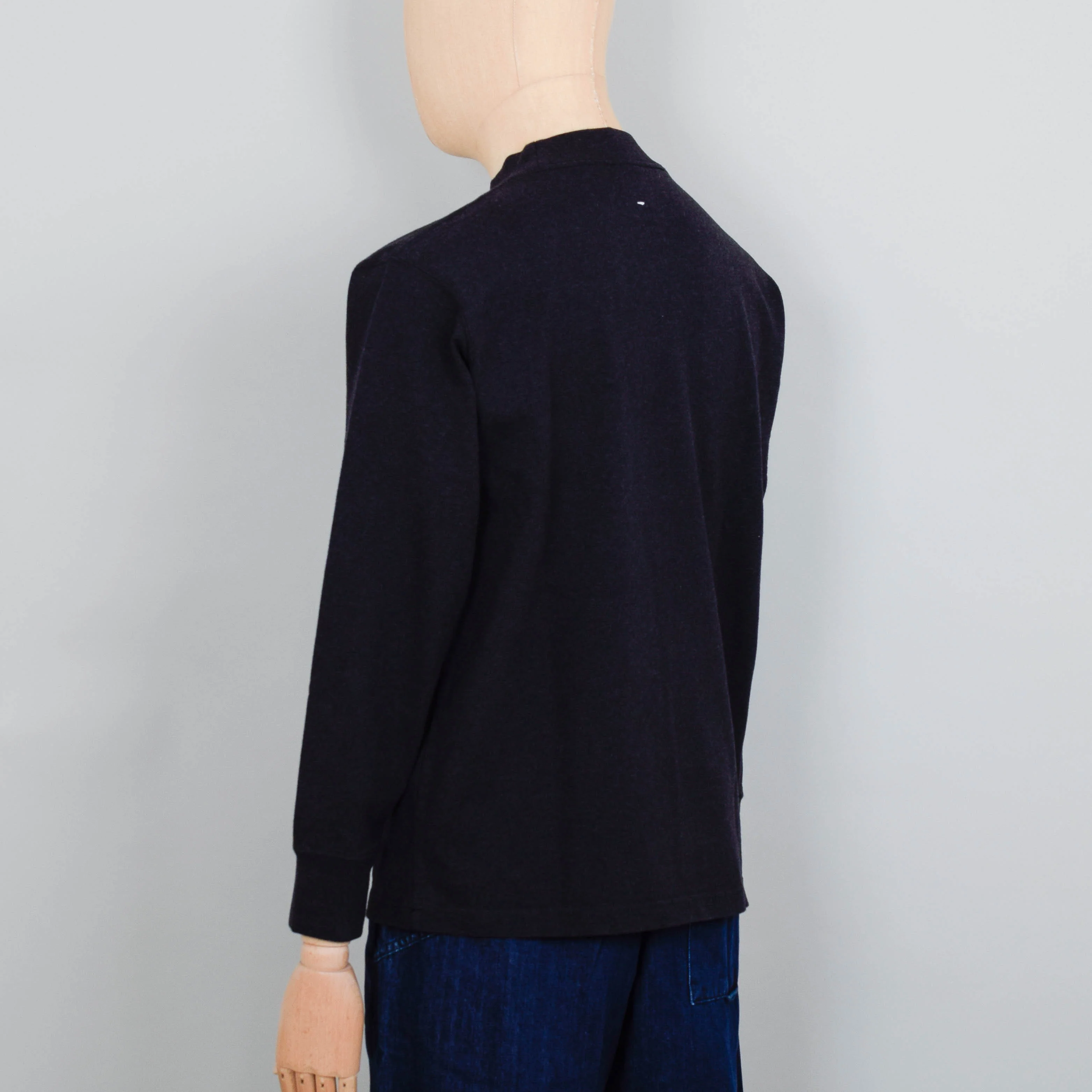 Snow Peak Recycled Cotton Heavy Mockneck L/S T-Shirt - Black - Image 4