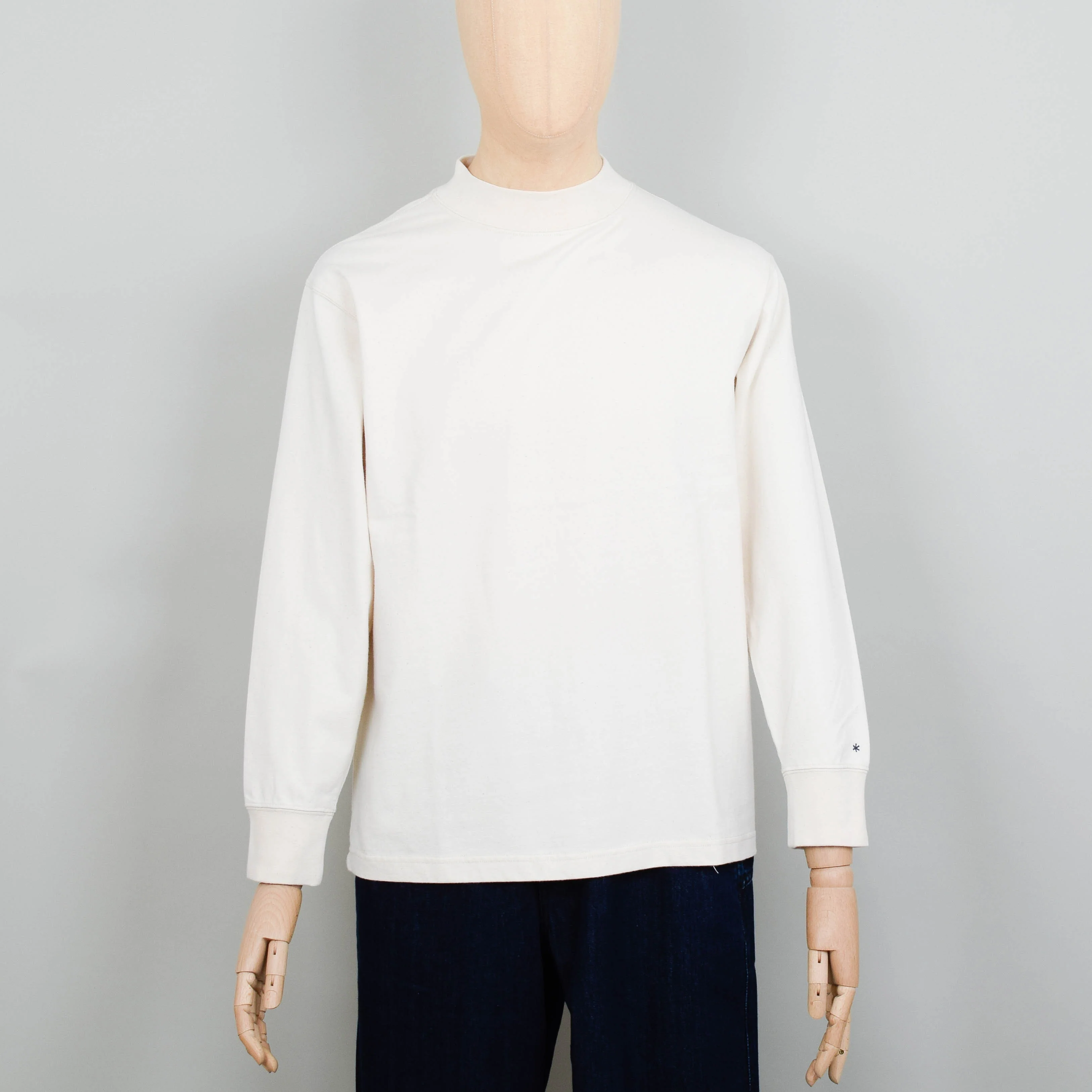 Snow Peak Recycled Cotton Heavy Mockneck L/S T-Shirt - Ecru