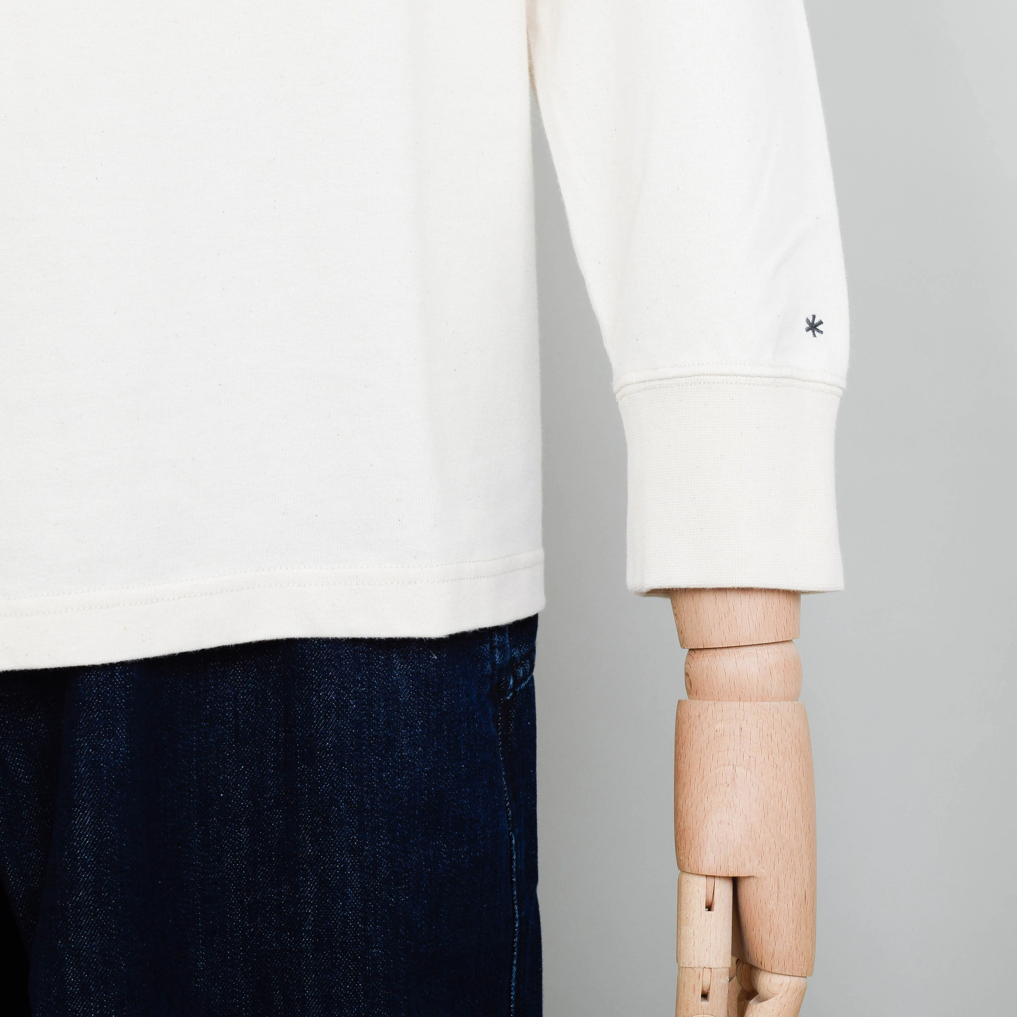 Snow Peak Recycled Cotton Heavy Mockneck L/S T-Shirt - Ecru - Image 3