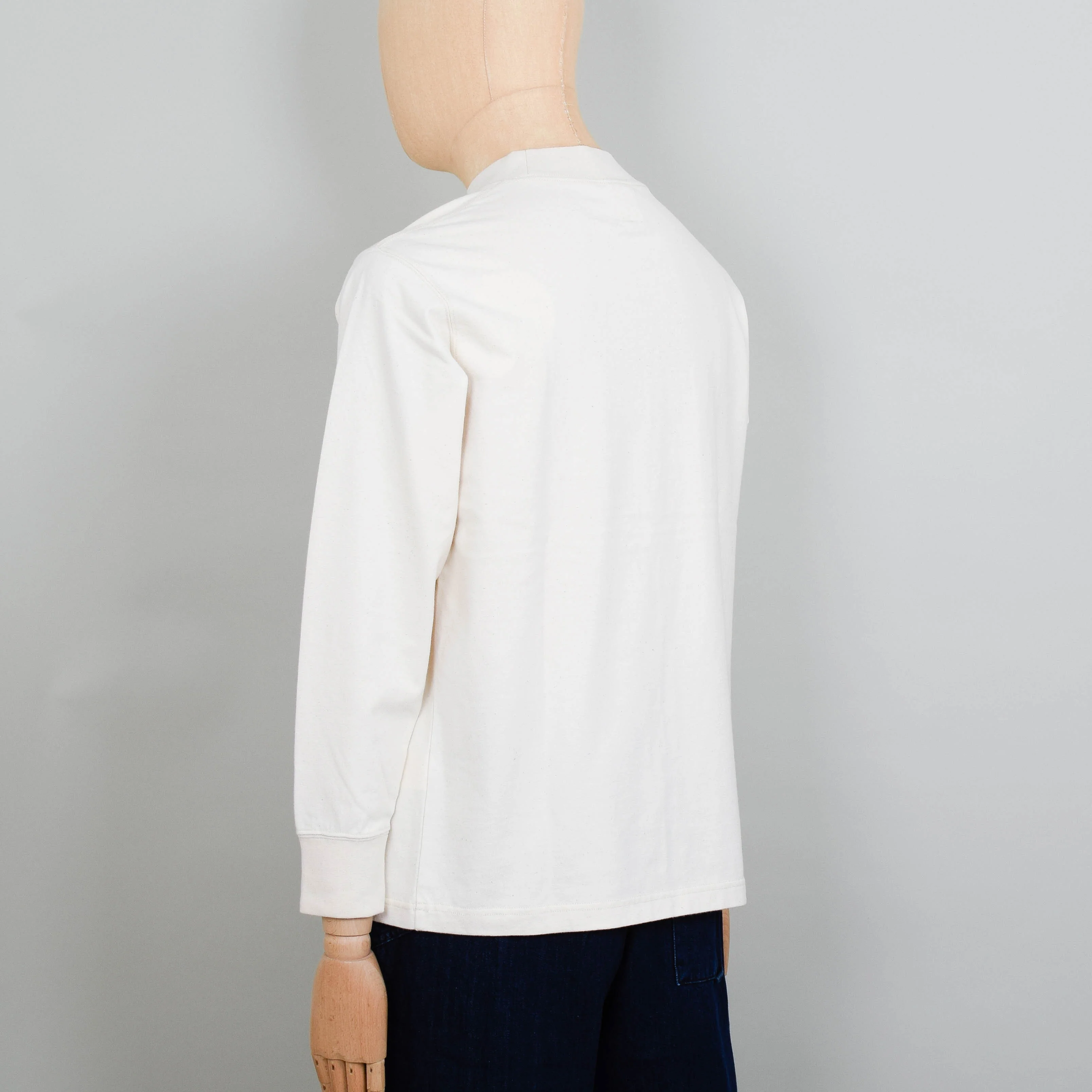 Snow Peak Recycled Cotton Heavy Mockneck L/S T-Shirt - Ecru - Image 4