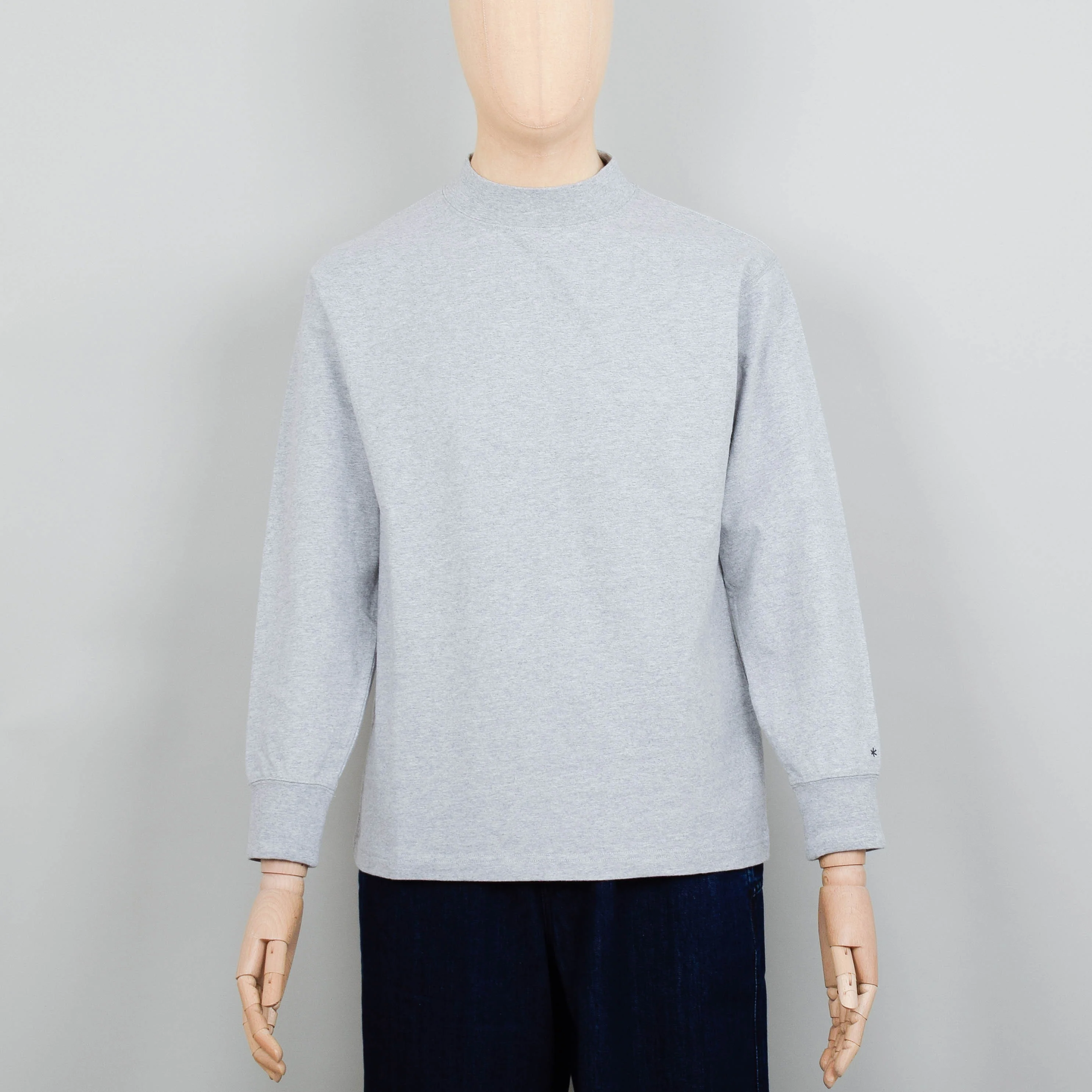 Snow Peak Recycled Cotton Heavy Mockneck L/S T-Shirt - Grey