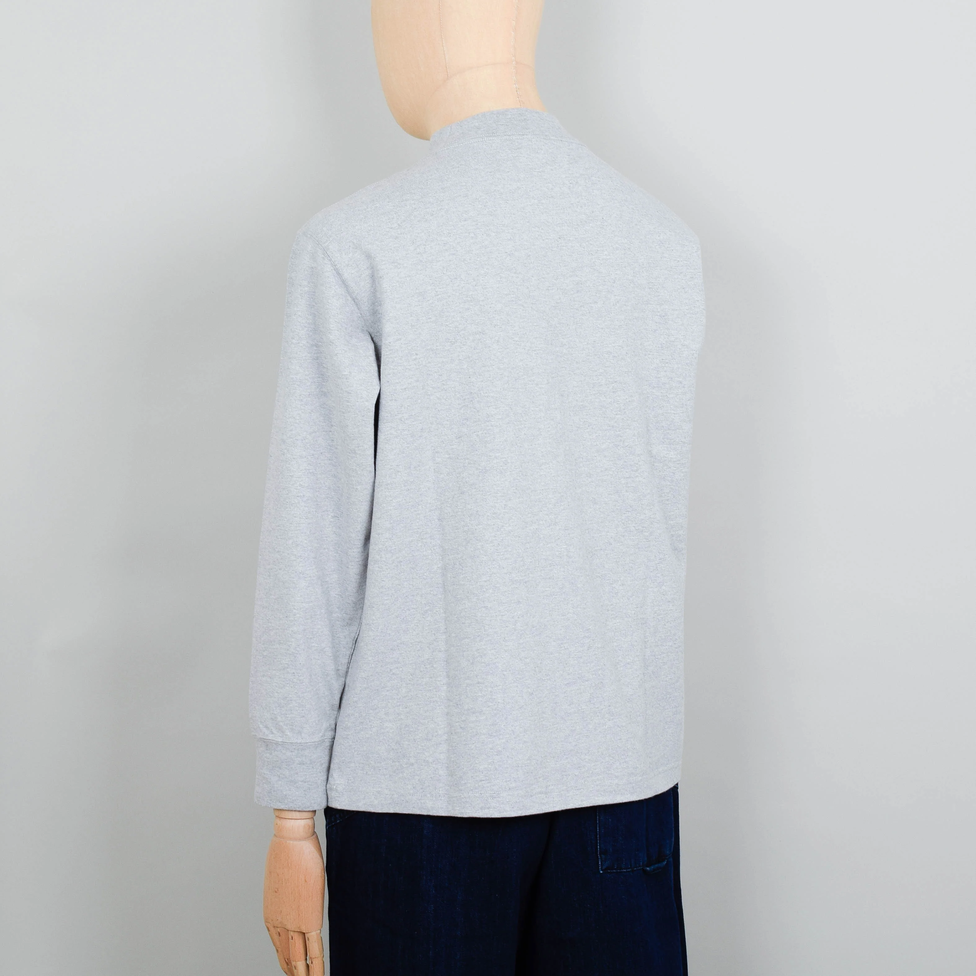 Snow Peak Recycled Cotton Heavy Mockneck L/S T-Shirt - Grey - Image 4