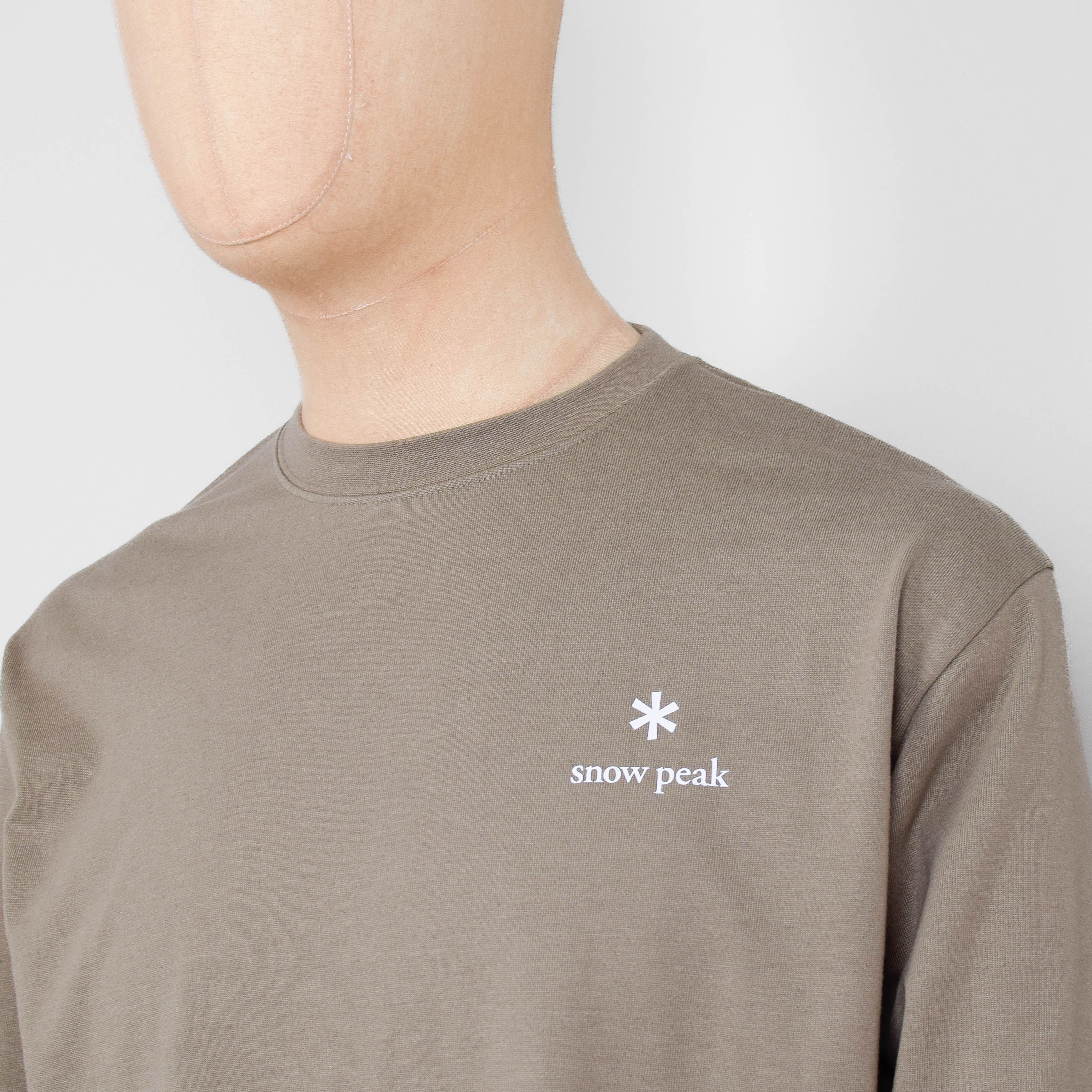 Snow Peak Standard Logo L/S T-Shirt - Dark Beige - Image 2