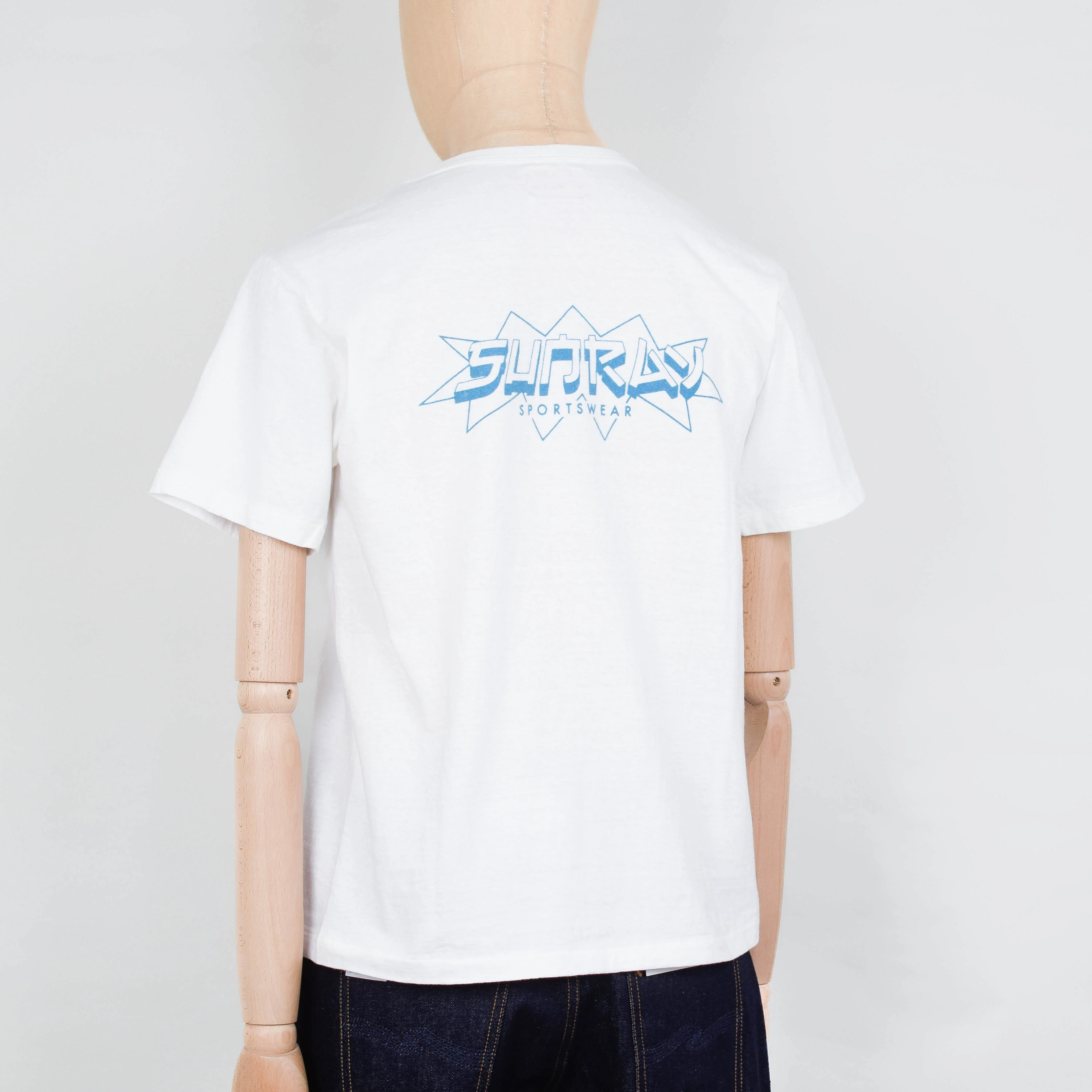 Sunray Sportswear Haleiwa Short Sleeve T-Shirt - Off White / Blue (Limited Edition Frokey Print, celebrating 5 year's of Sunray) - Image 2