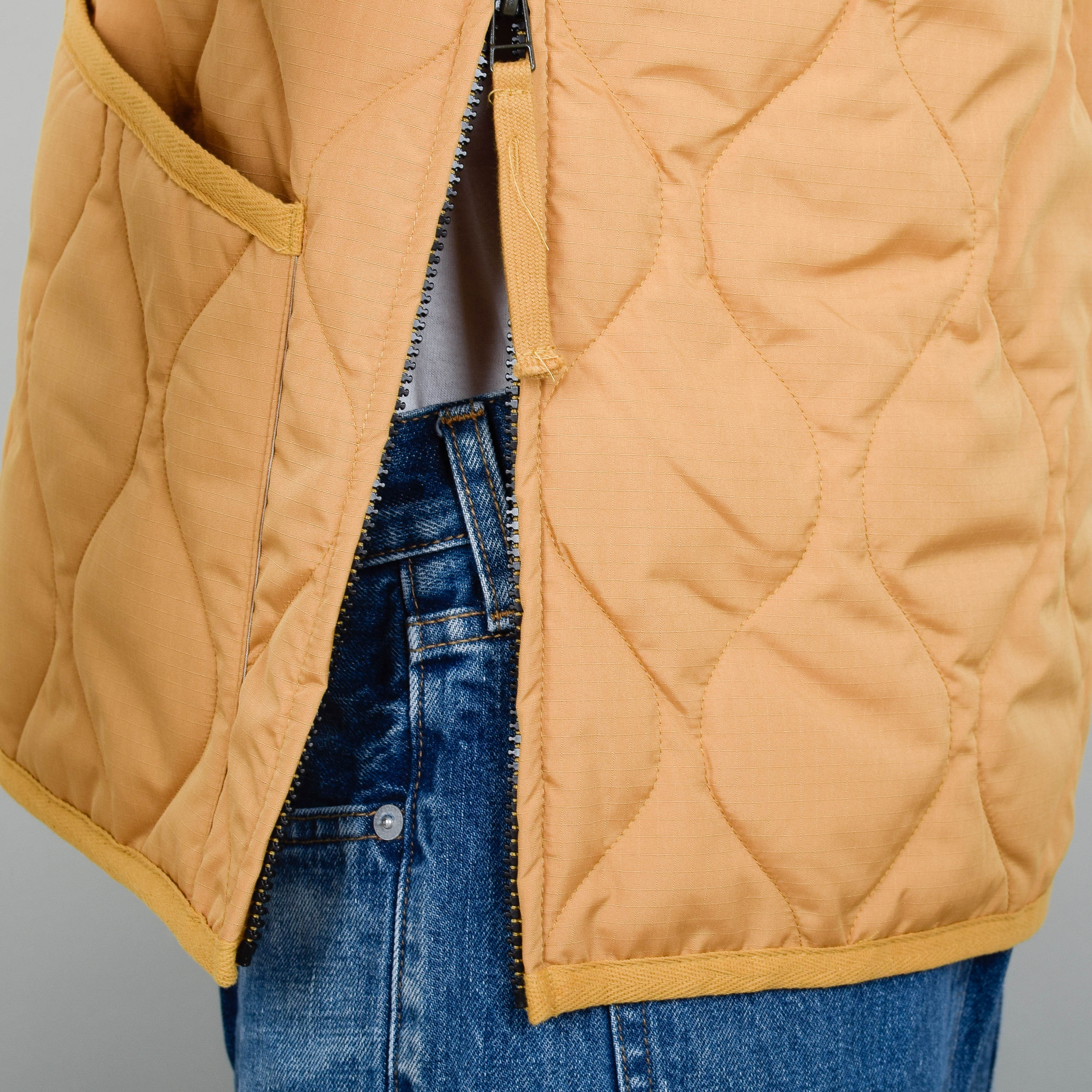 Taion 101 Military Zip V-Neck Jacket - Camel - Image 3