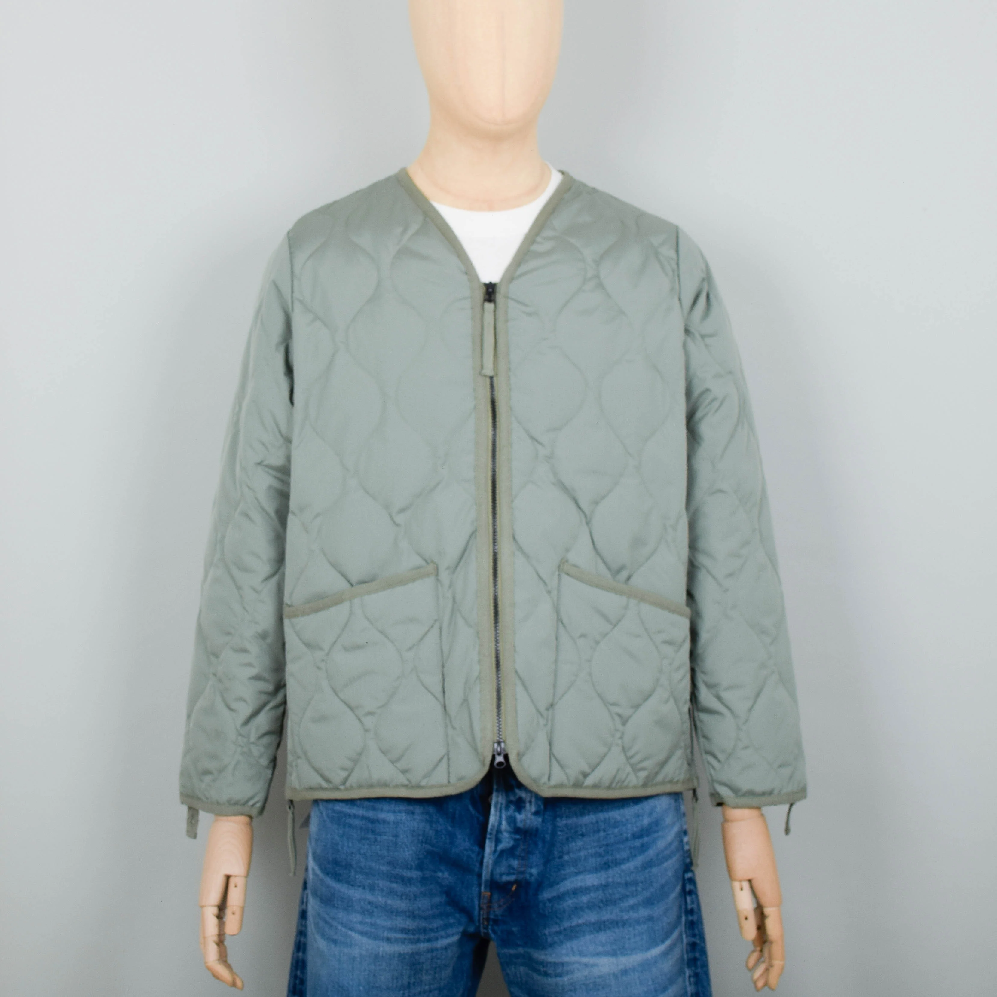 Taion 101 Military Zip V-Neck Jacket - Sage Green