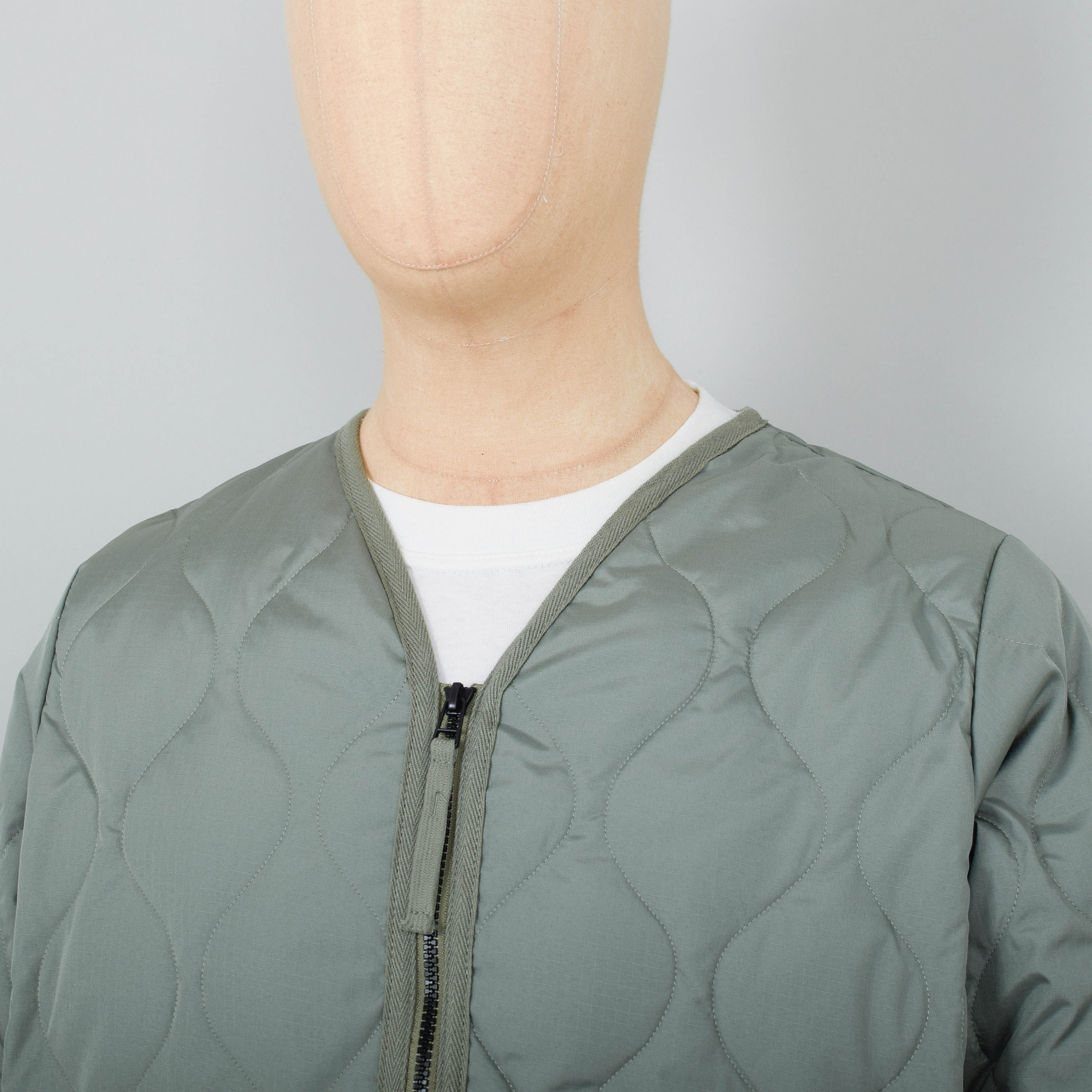 Taion 101 Military Zip V-Neck Jacket - Sage Green - Image 2