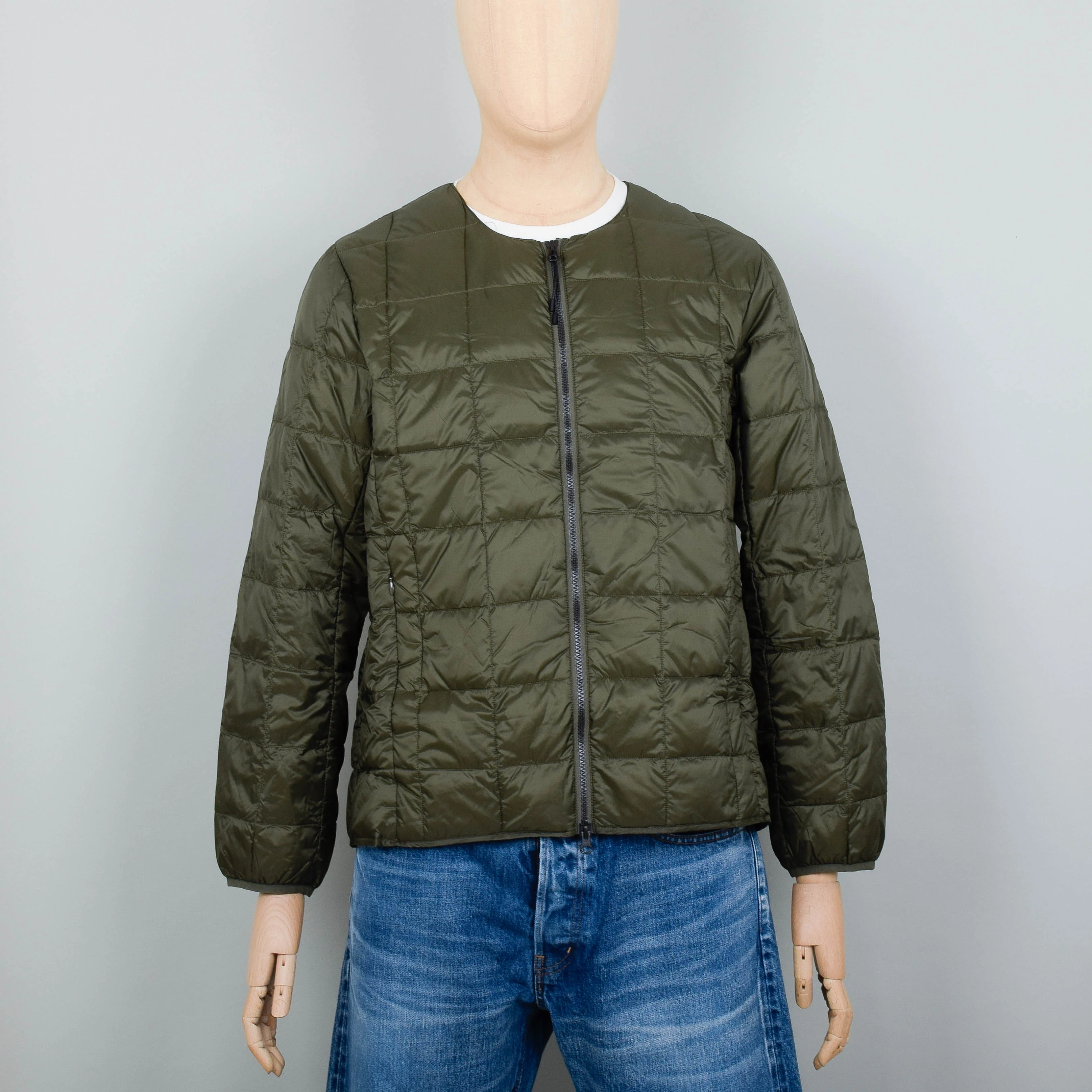Taion 104 Crew Neck Zip Down Jacket - Dark Olive