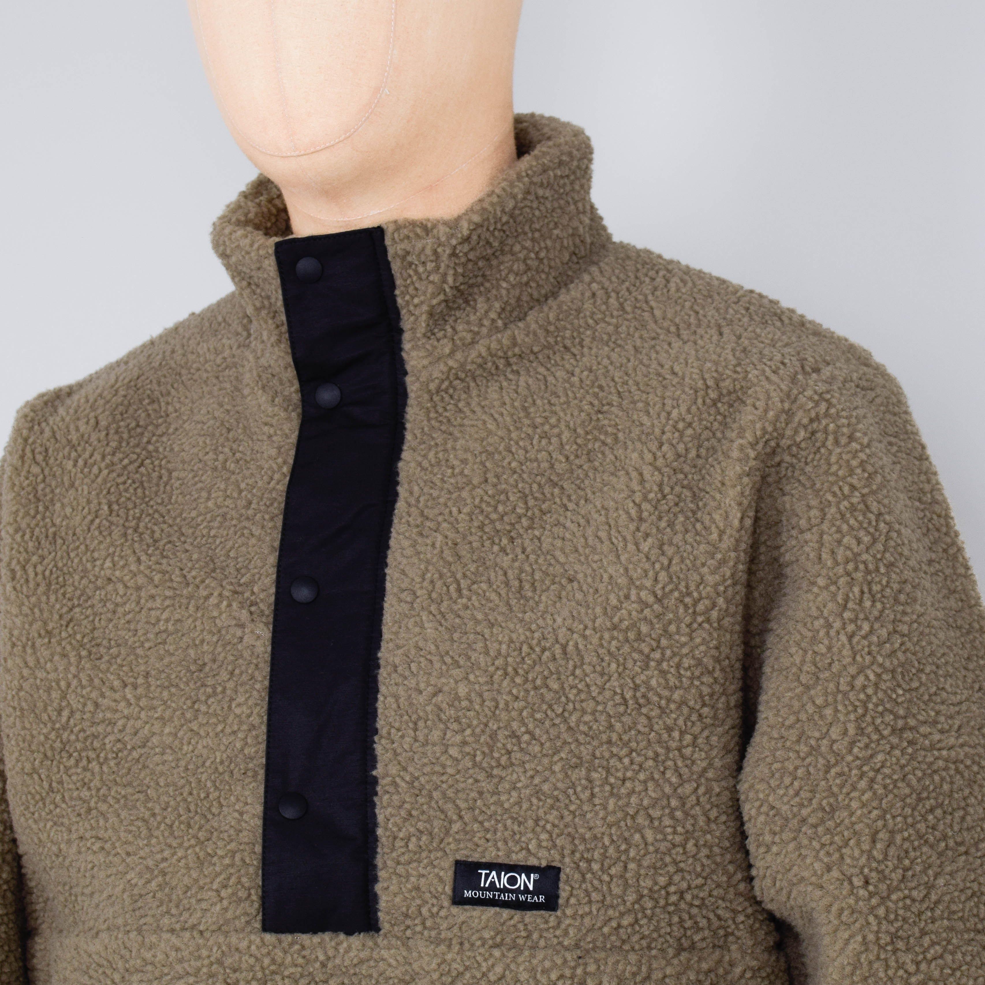 Taion Pull Over Boa Hi Neck Jacket - D.BeigexBlack - Image 2