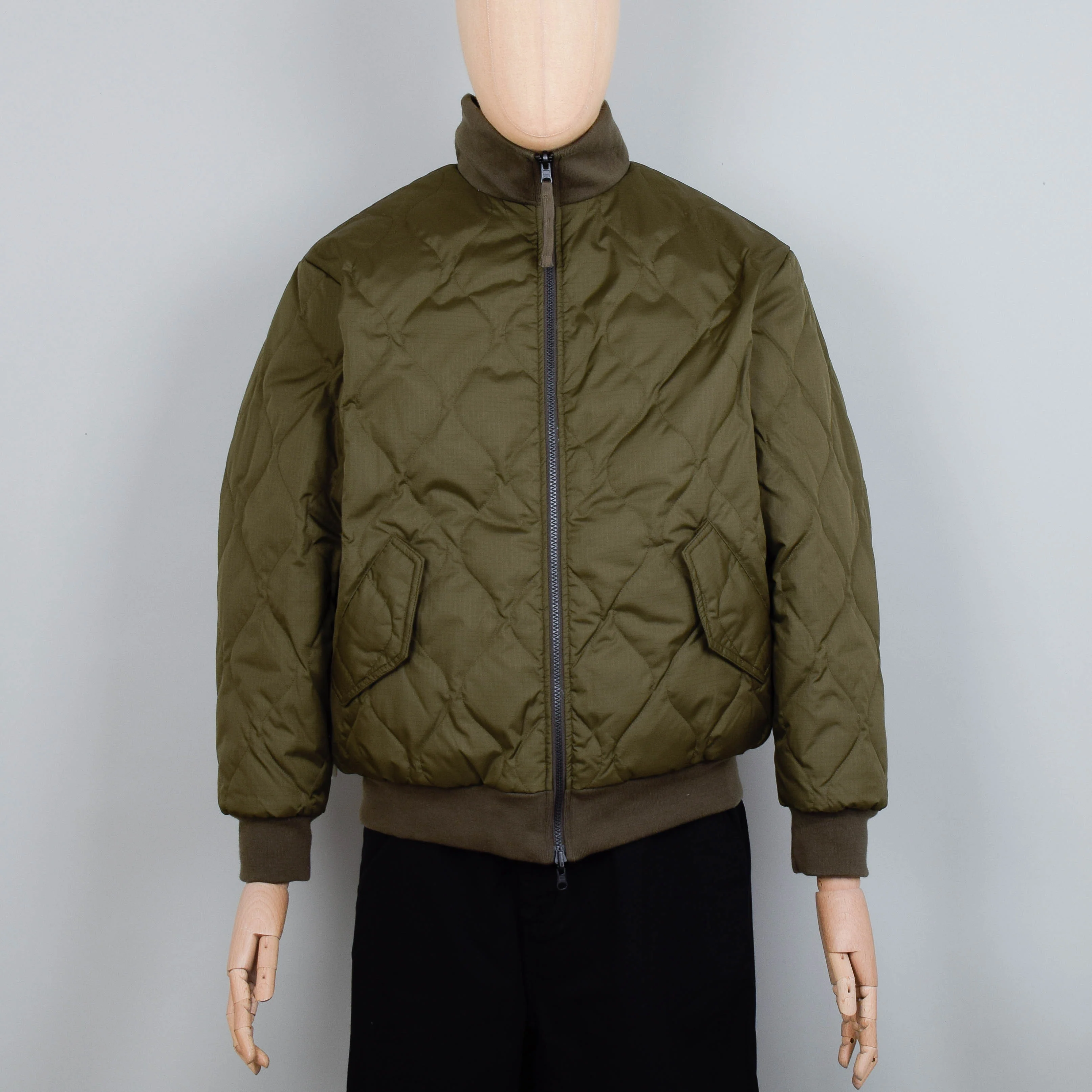 Taion Reversible Bomber Jacket - Dark Olive x Cream