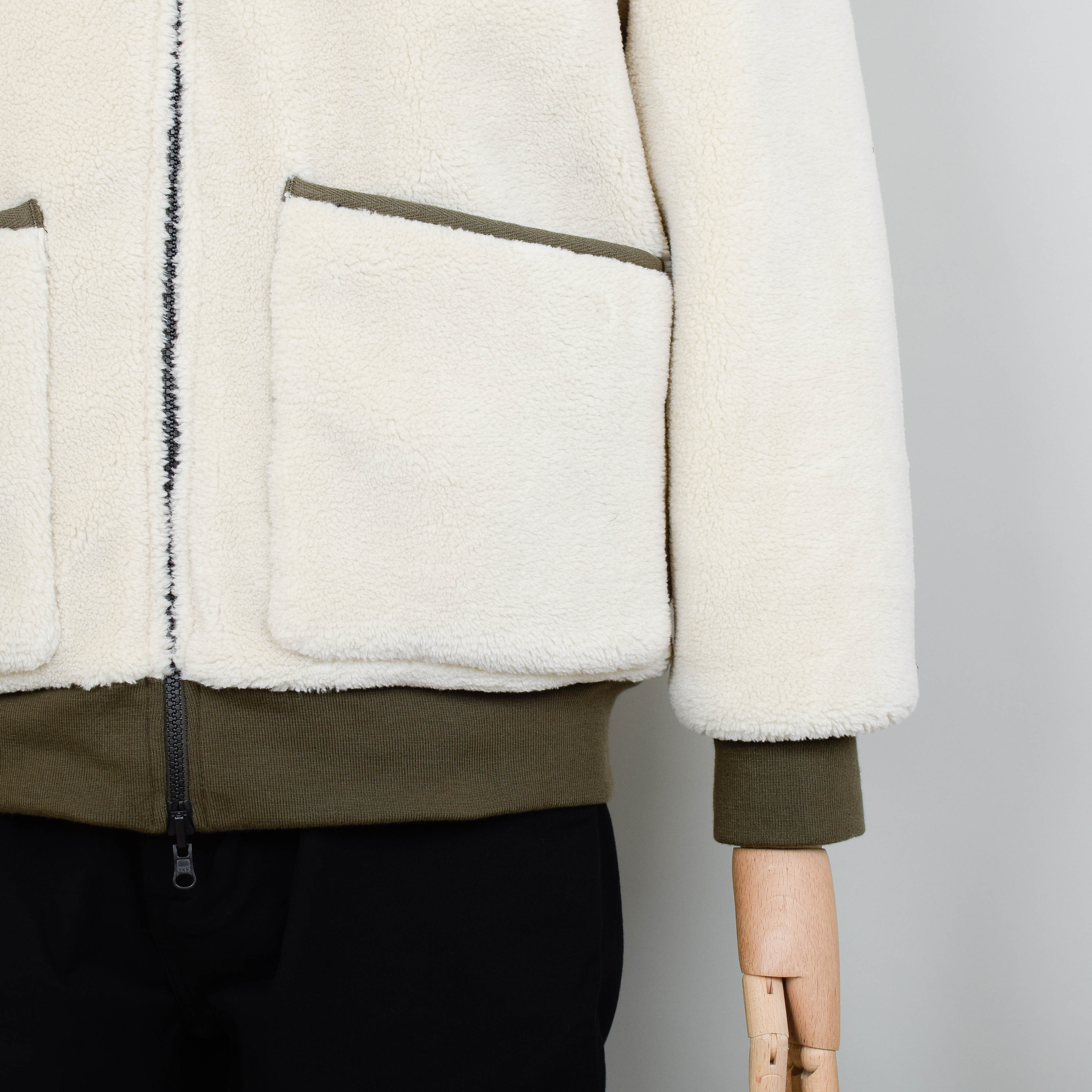 Taion Reversible Bomber Jacket - Dark Olive x Cream - Image 6
