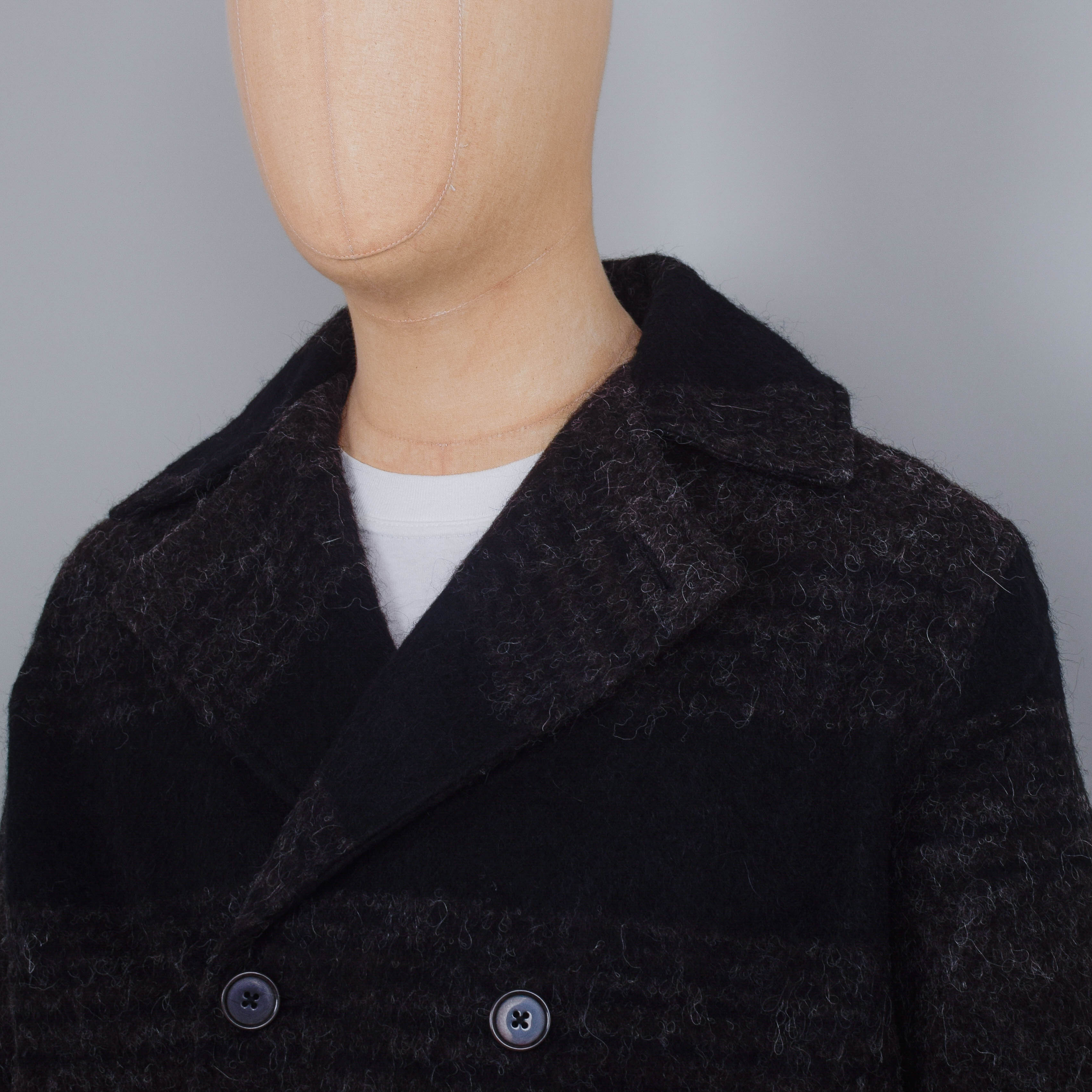 Universal Works Alpaca Peacoat - Brown / Black - Image 2