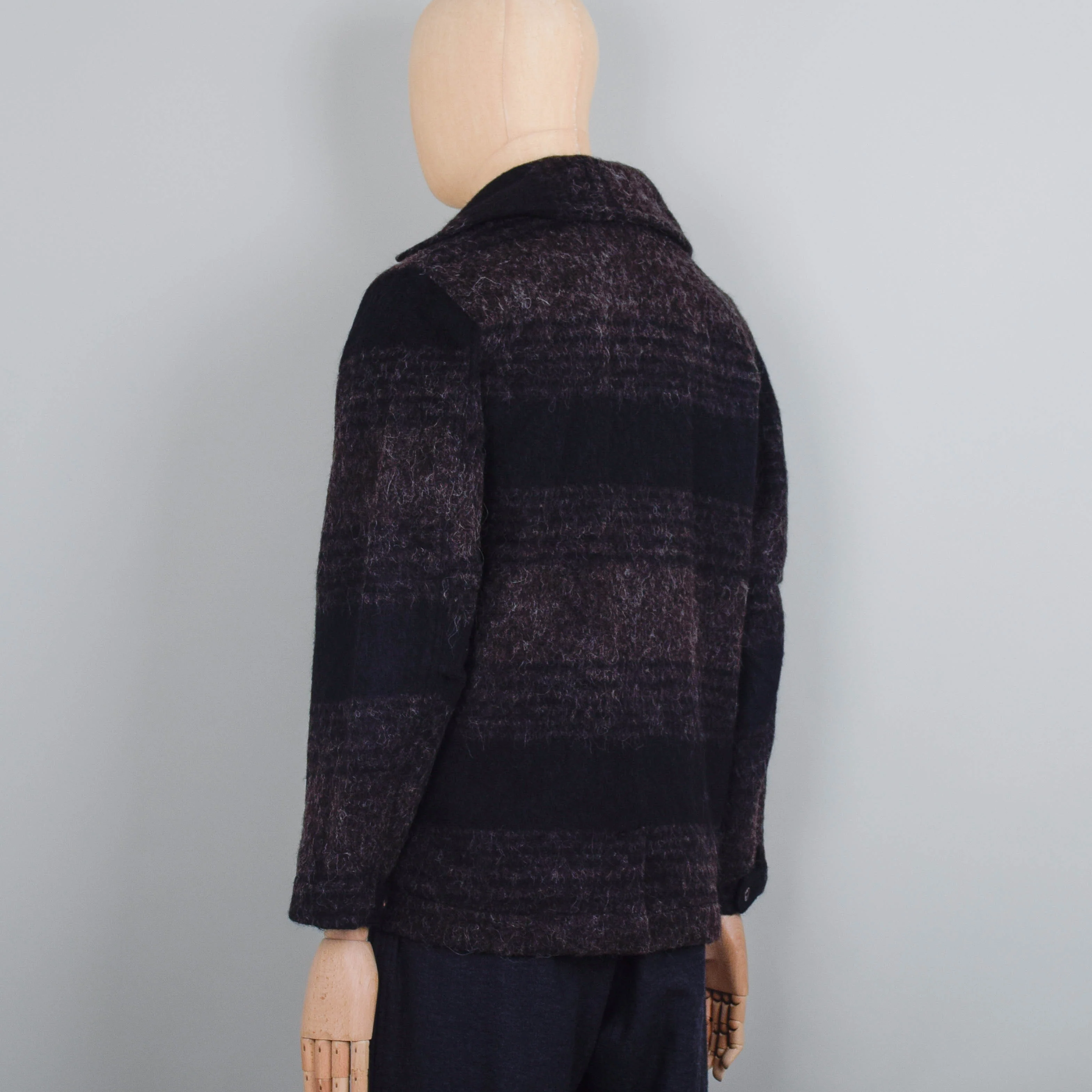 Universal Works Alpaca Peacoat - Brown / Black - Image 3