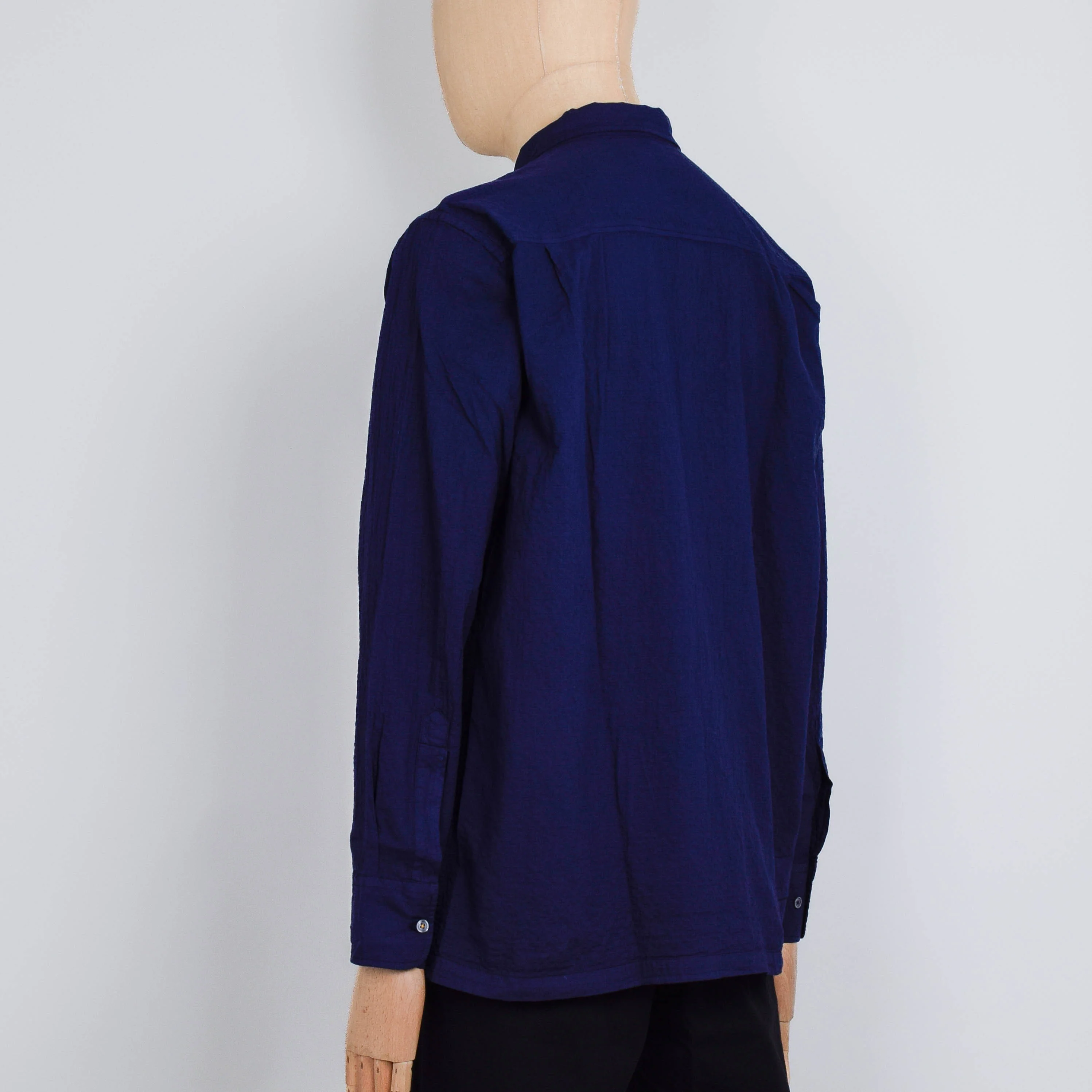 Universal Works Attendant Shirt Arten Seersucker - Navy - Image 3