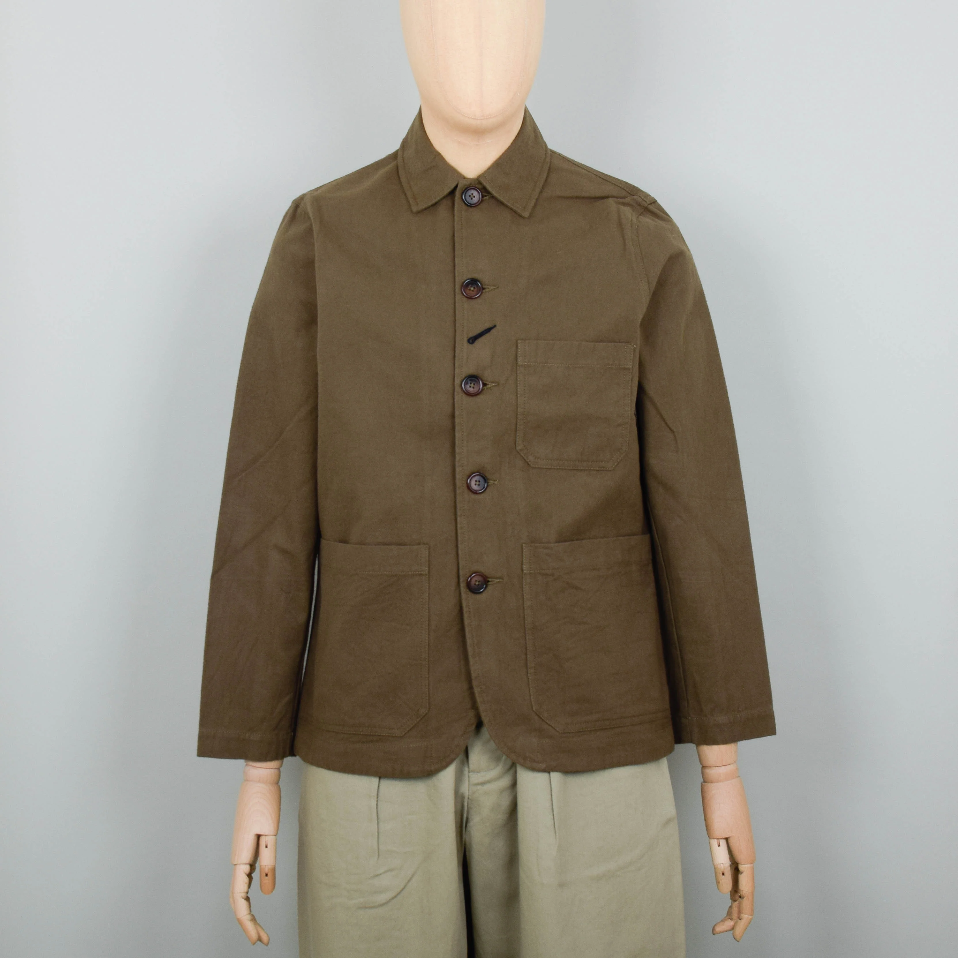 Universal Works Bakers Chore Jacket Nebraska Cotton - Olive
