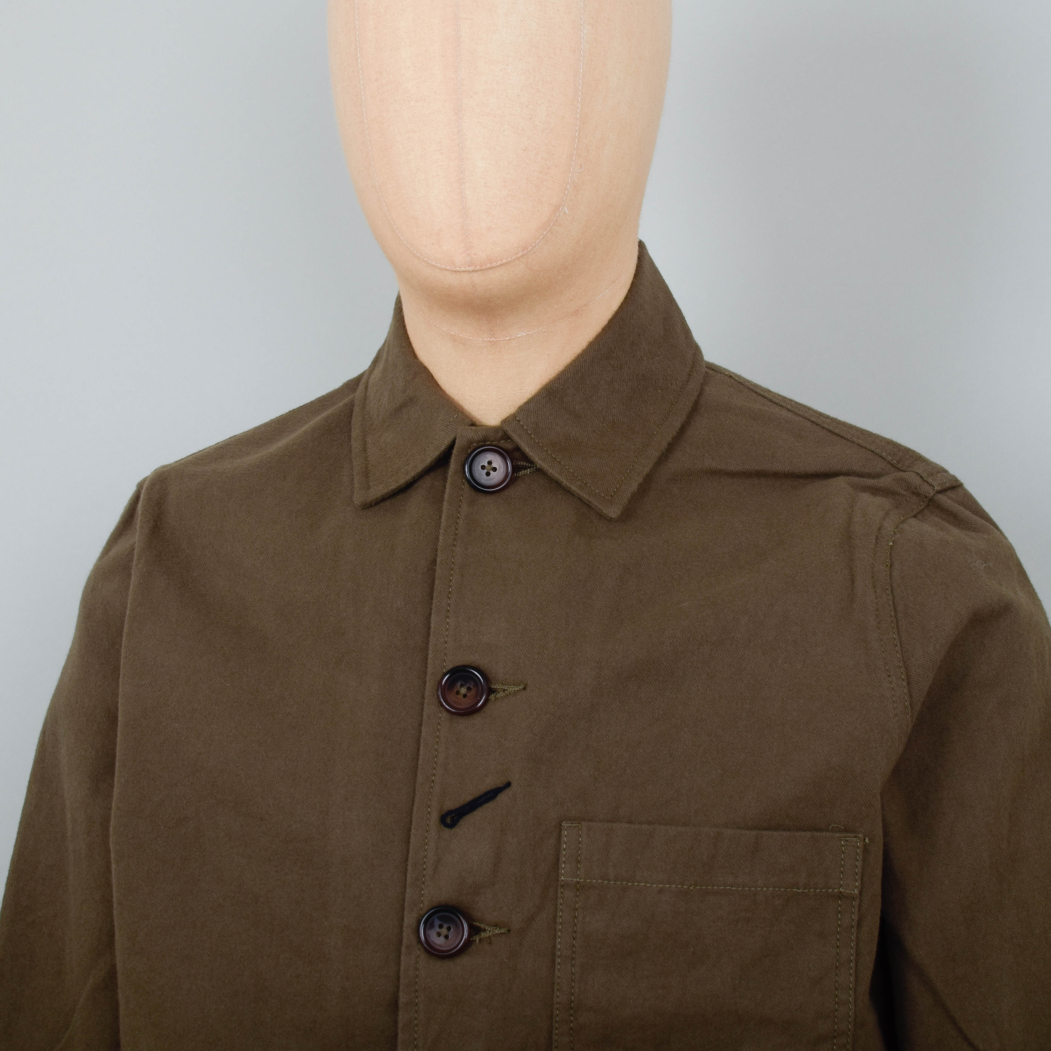 Universal Works Bakers Chore Jacket Nebraska Cotton - Olive - Image 2