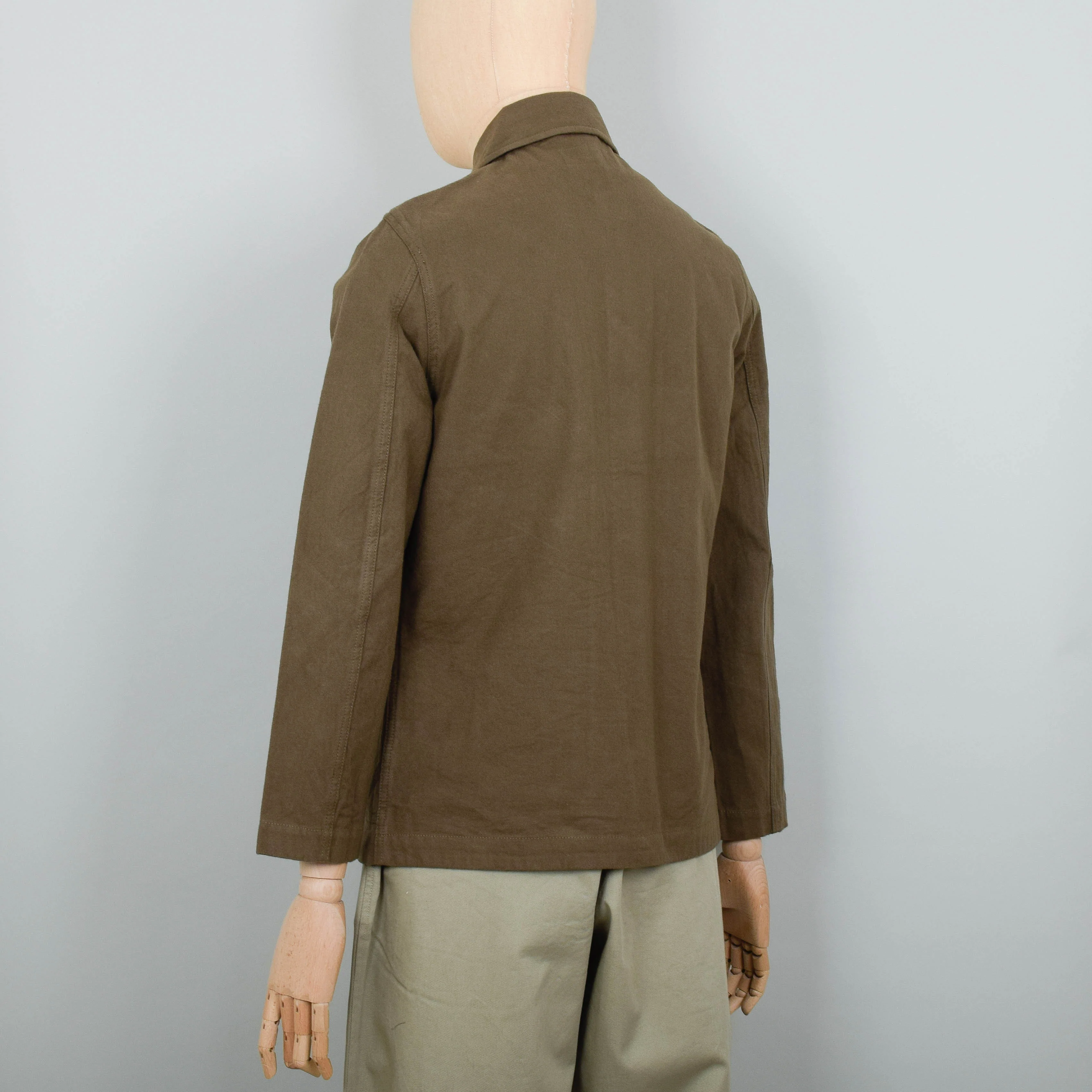 Universal Works Bakers Chore Jacket Nebraska Cotton - Olive - Image 3