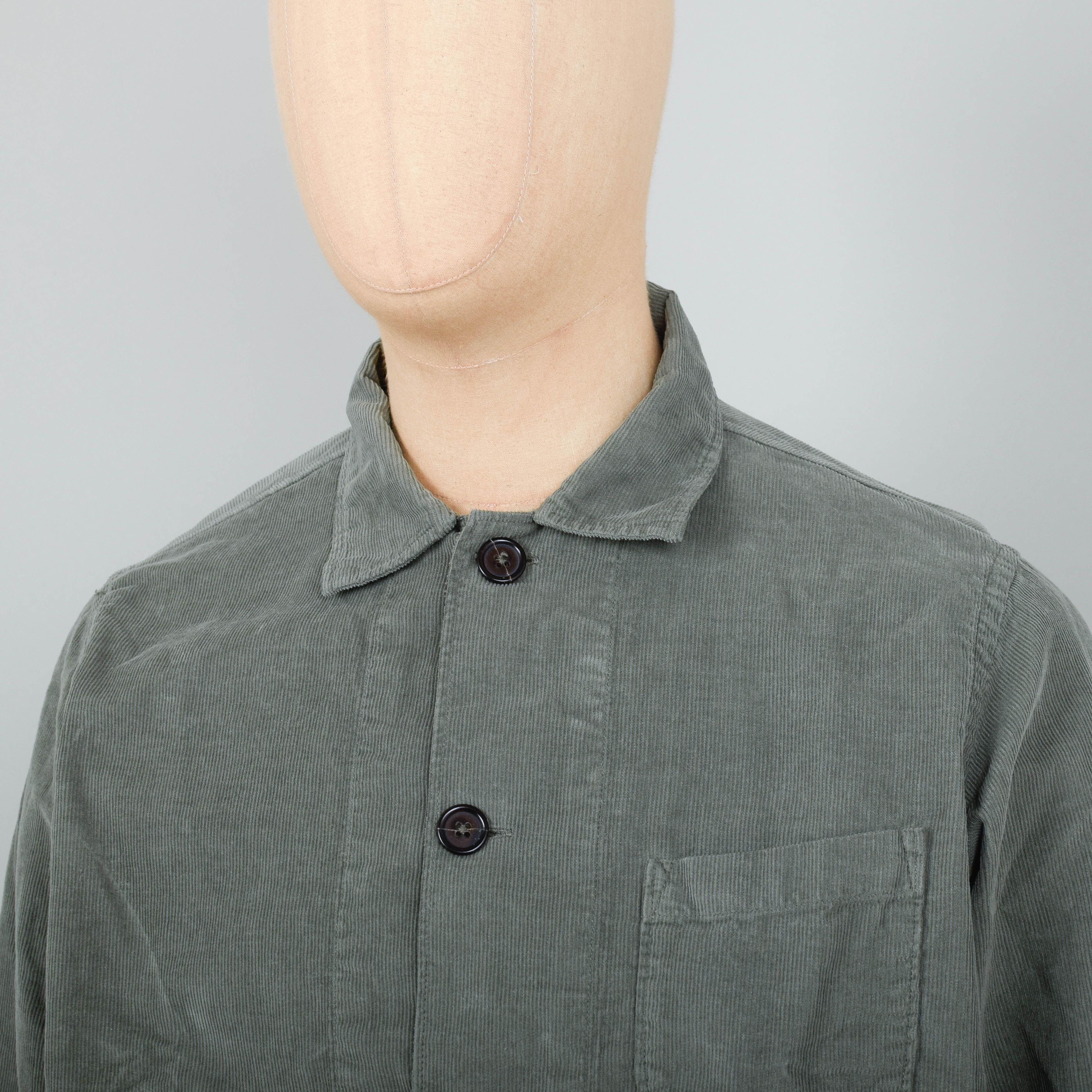 Universal Works Bakers Overshirt Fine Cord - Green - Image 2