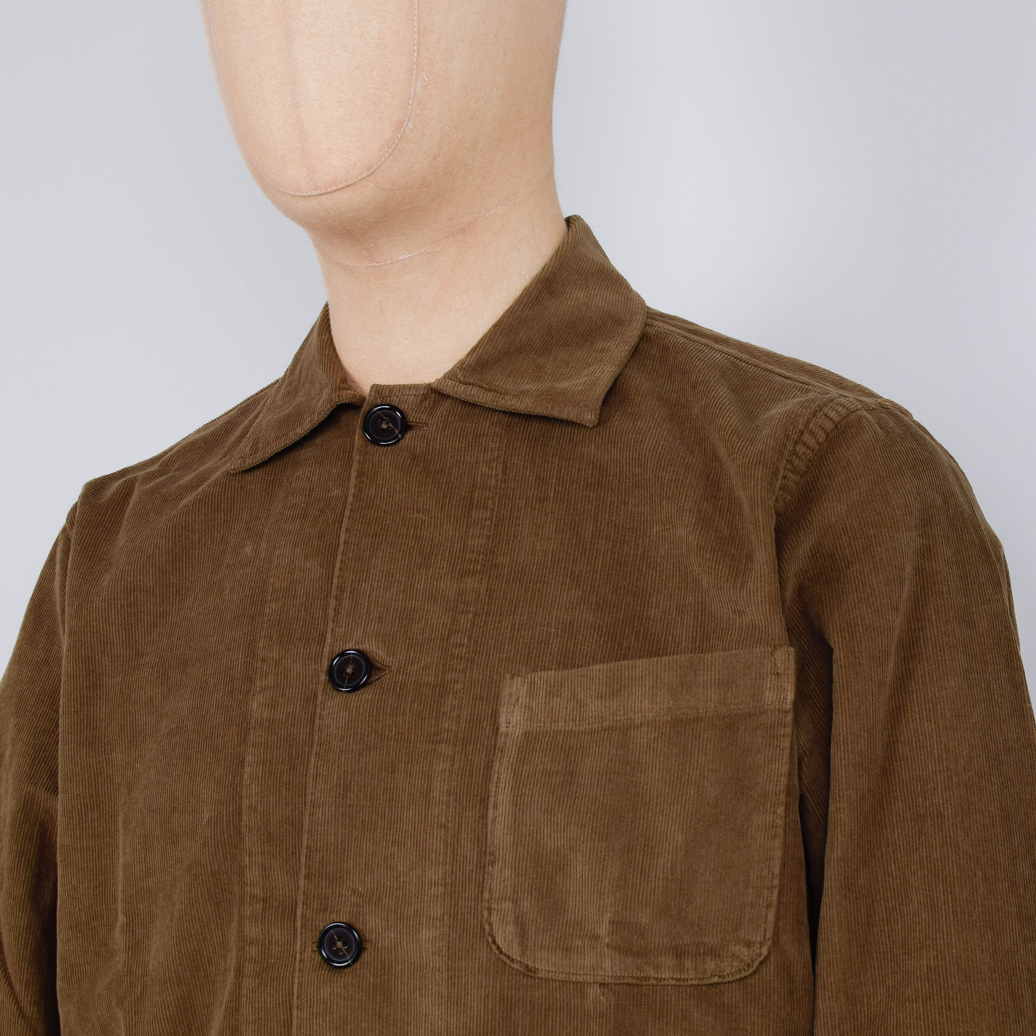 Universal Works Bakers Overshirt Fine Cord - Khaki - Image 2