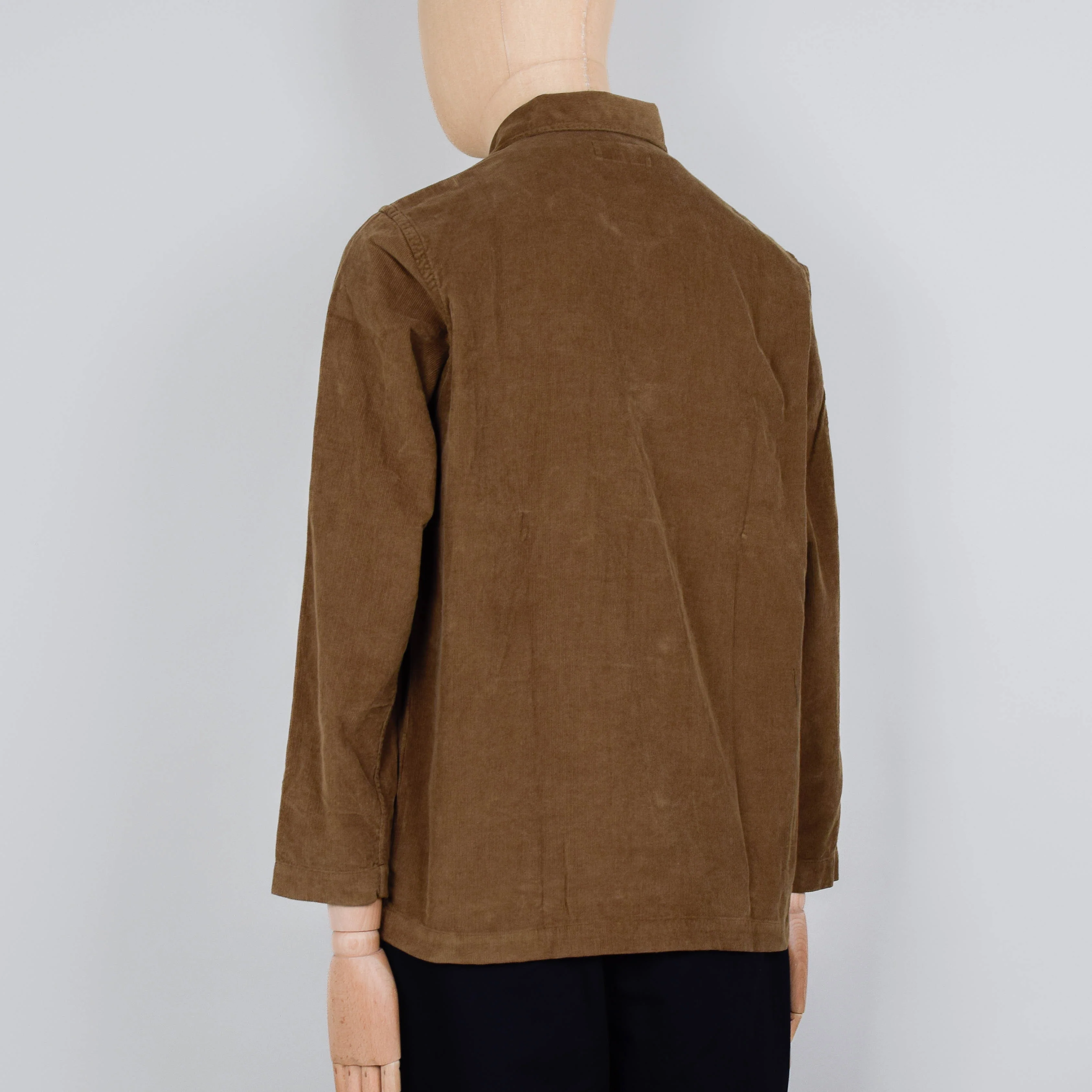 Universal Works Bakers Overshirt Fine Cord - Khaki - Image 3