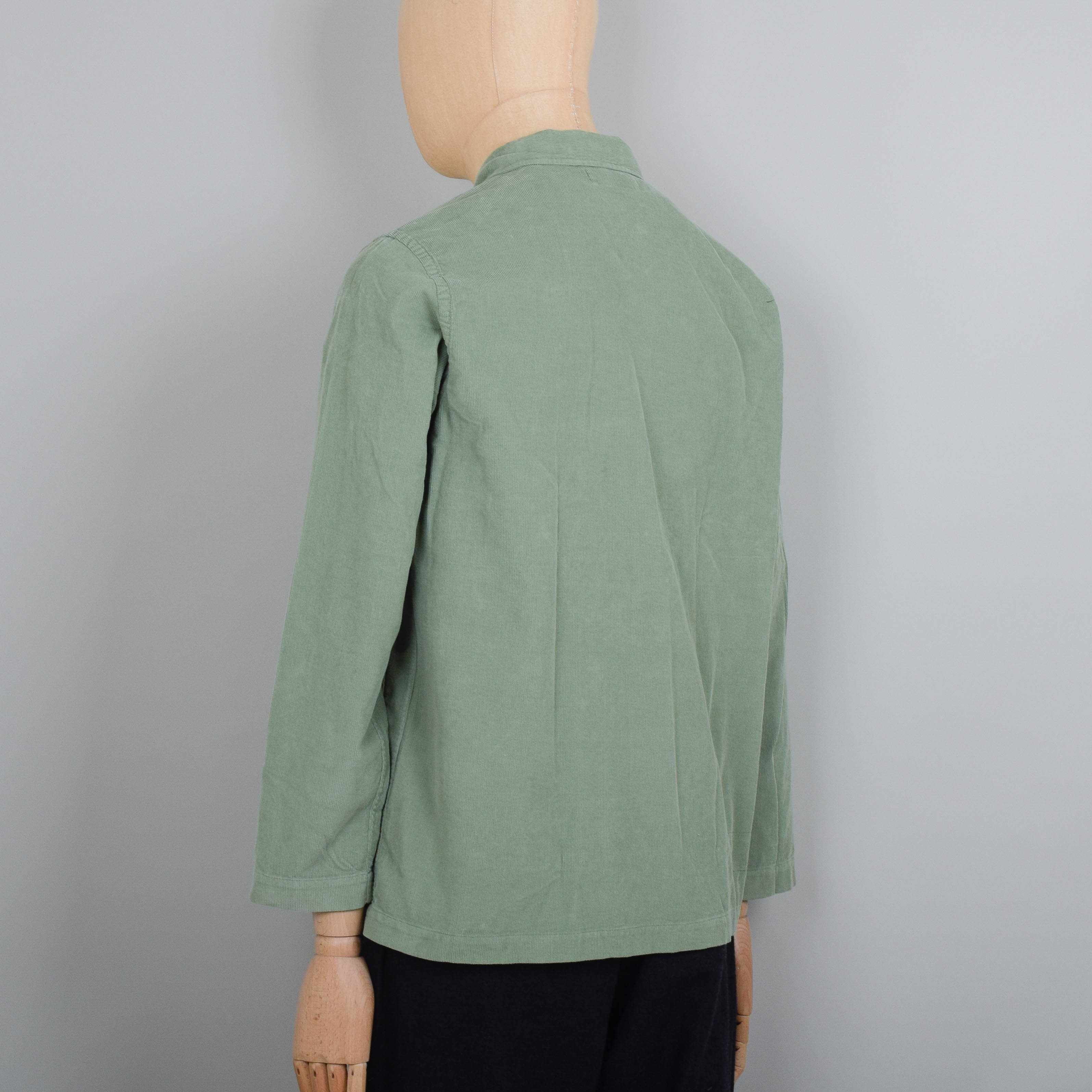Universal Works Bakers Overshirt Fine Cord - Light Olive - Image 4
