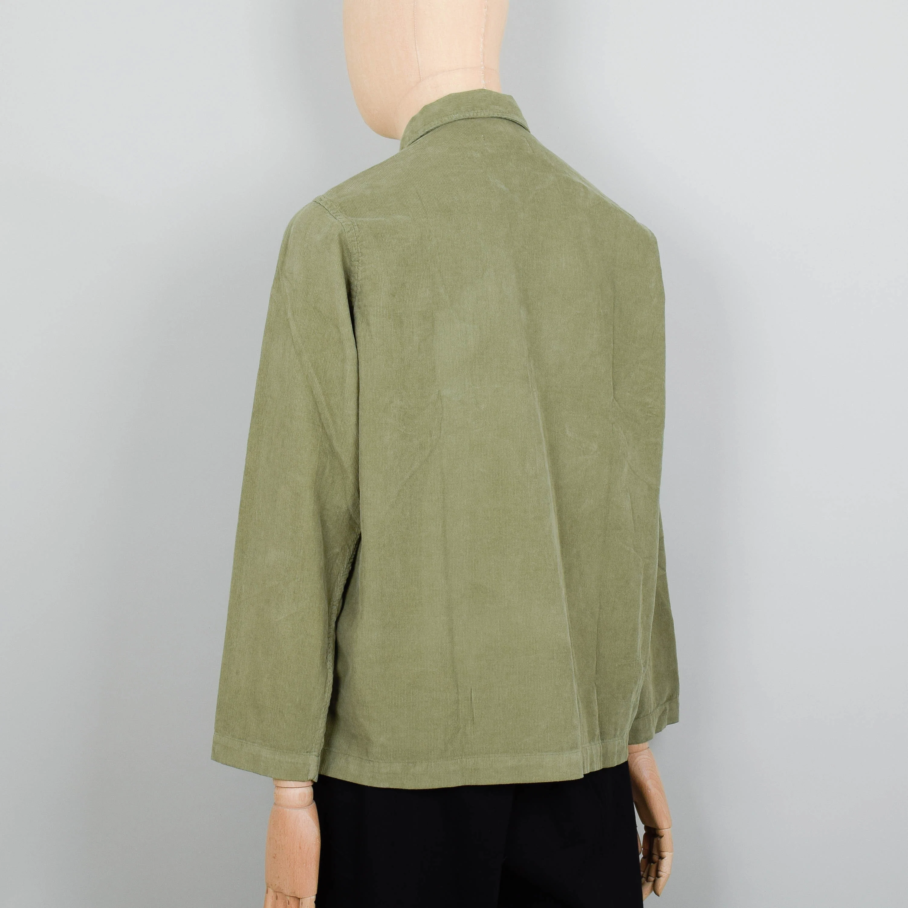 Universal Works Bakers Overshirt Fine Cord - Olive - Image 3