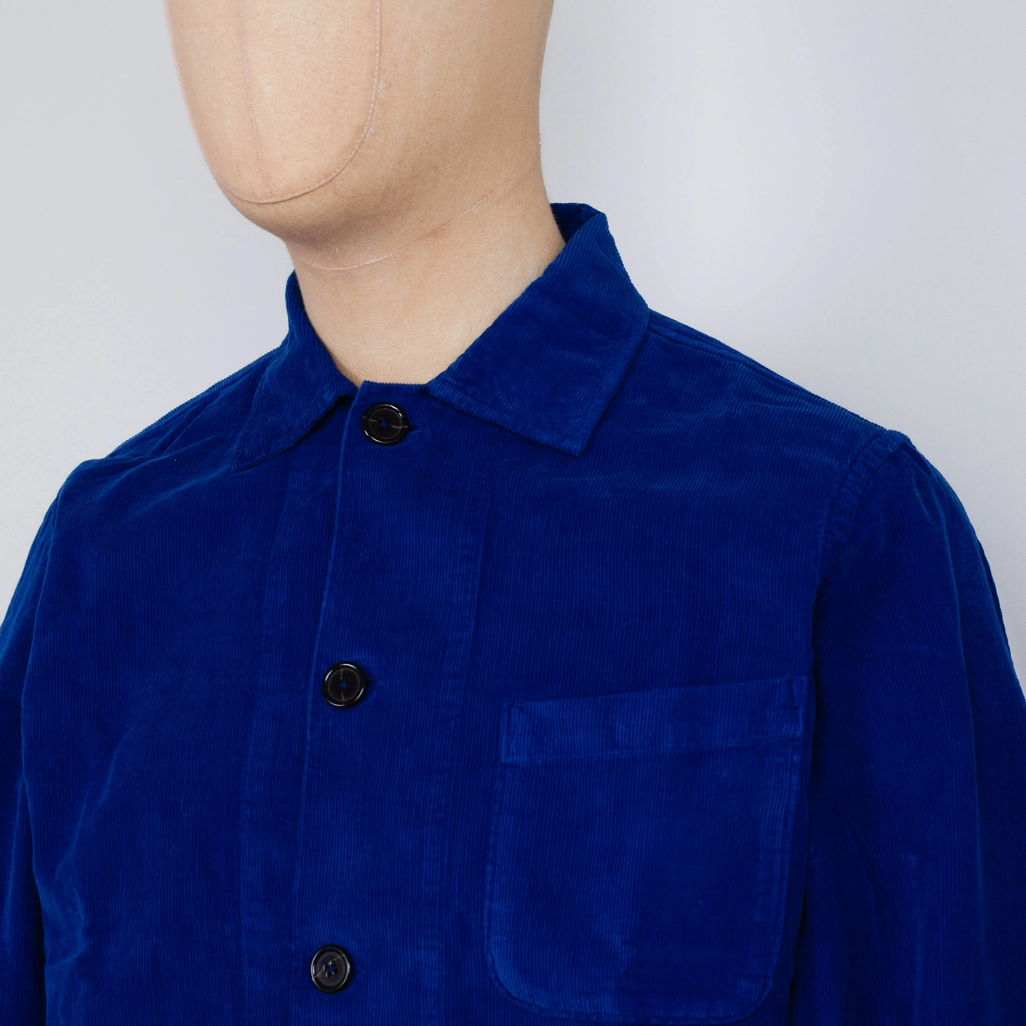 Universal Works Bakers Overshirt Fine Cord - Work Blue - Image 2