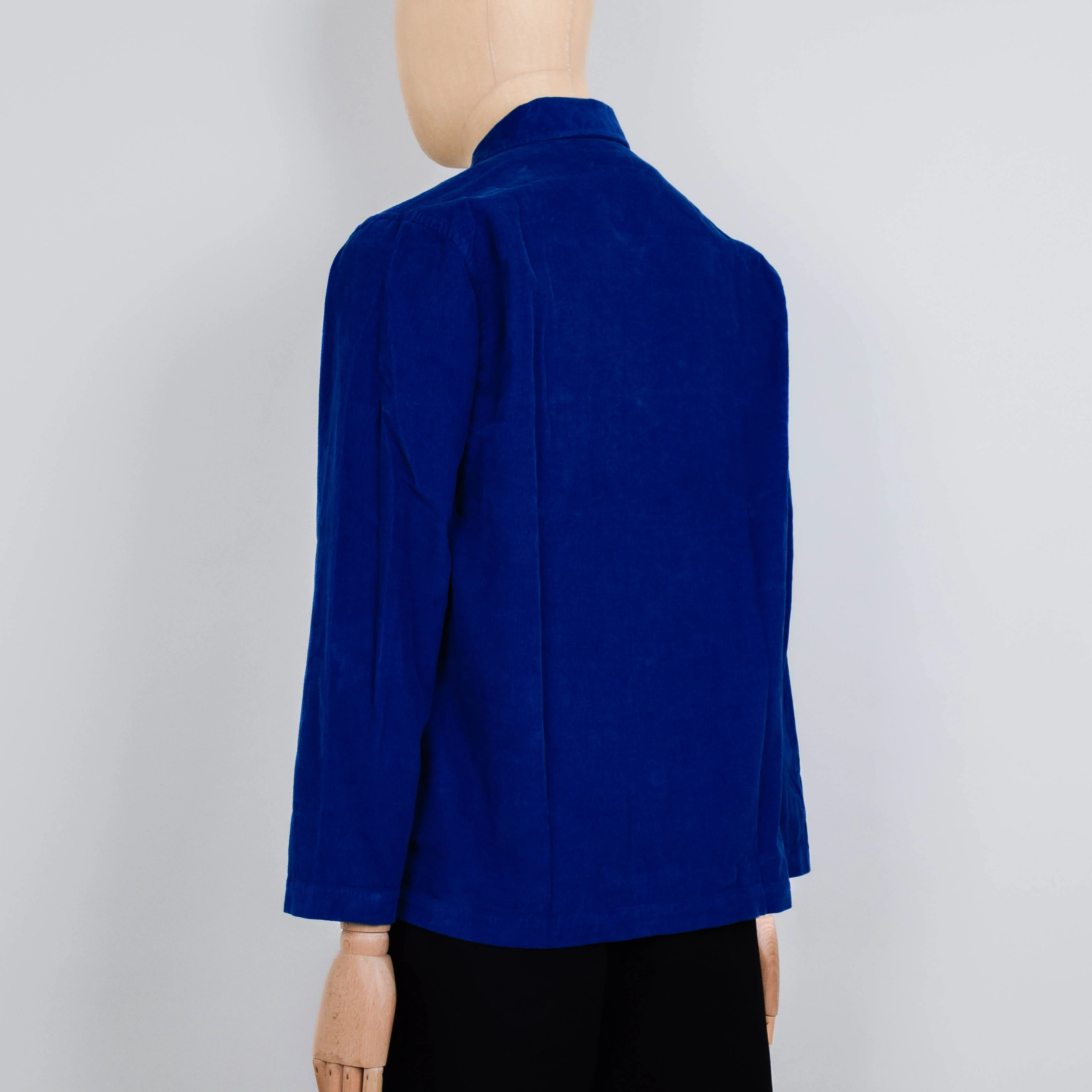 Universal Works Bakers Overshirt Fine Cord - Work Blue - Image 3
