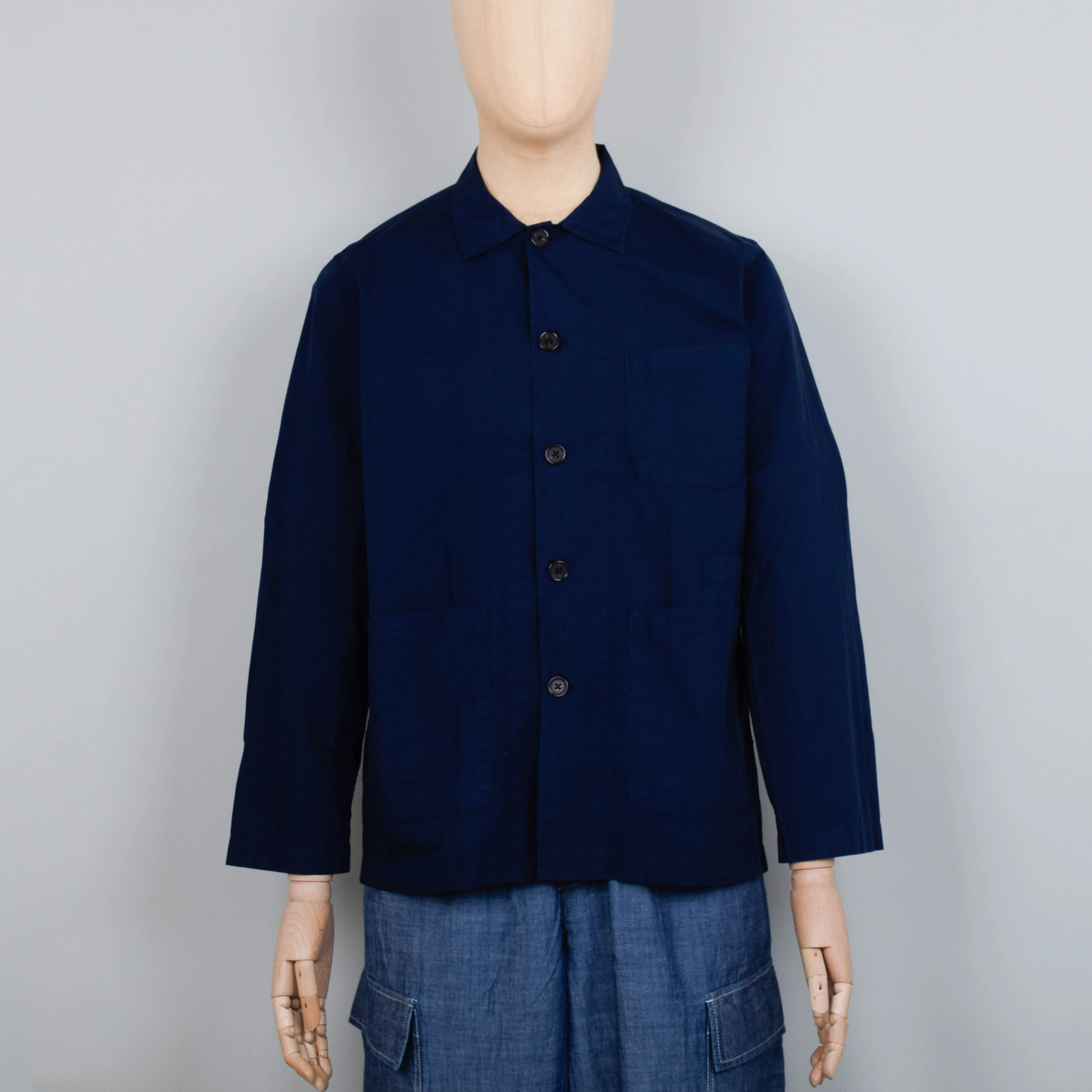 Universal Works Bakers Overshirt Fine Poplin - Navy