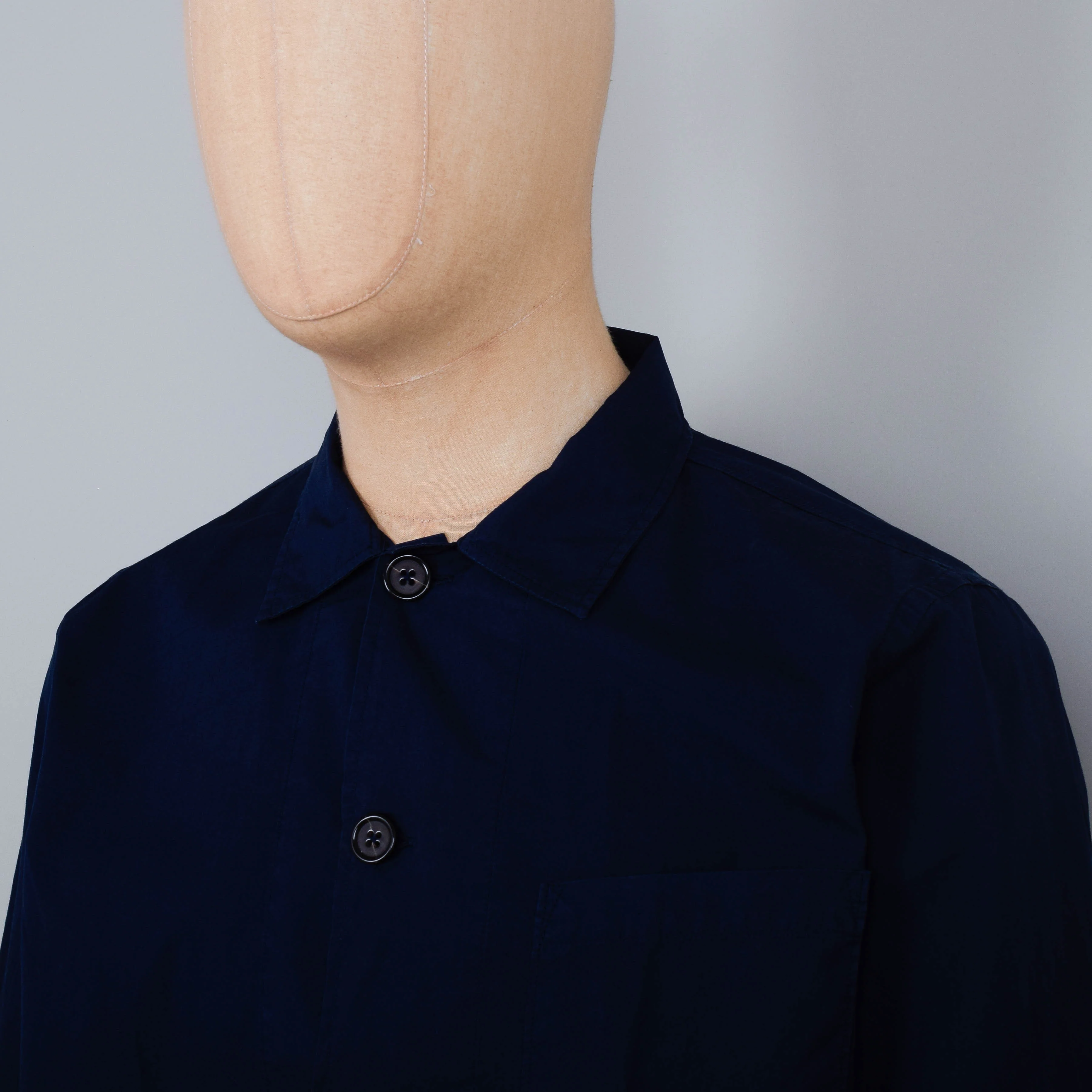 Universal Works Bakers Overshirt Fine Poplin - Navy - Image 2