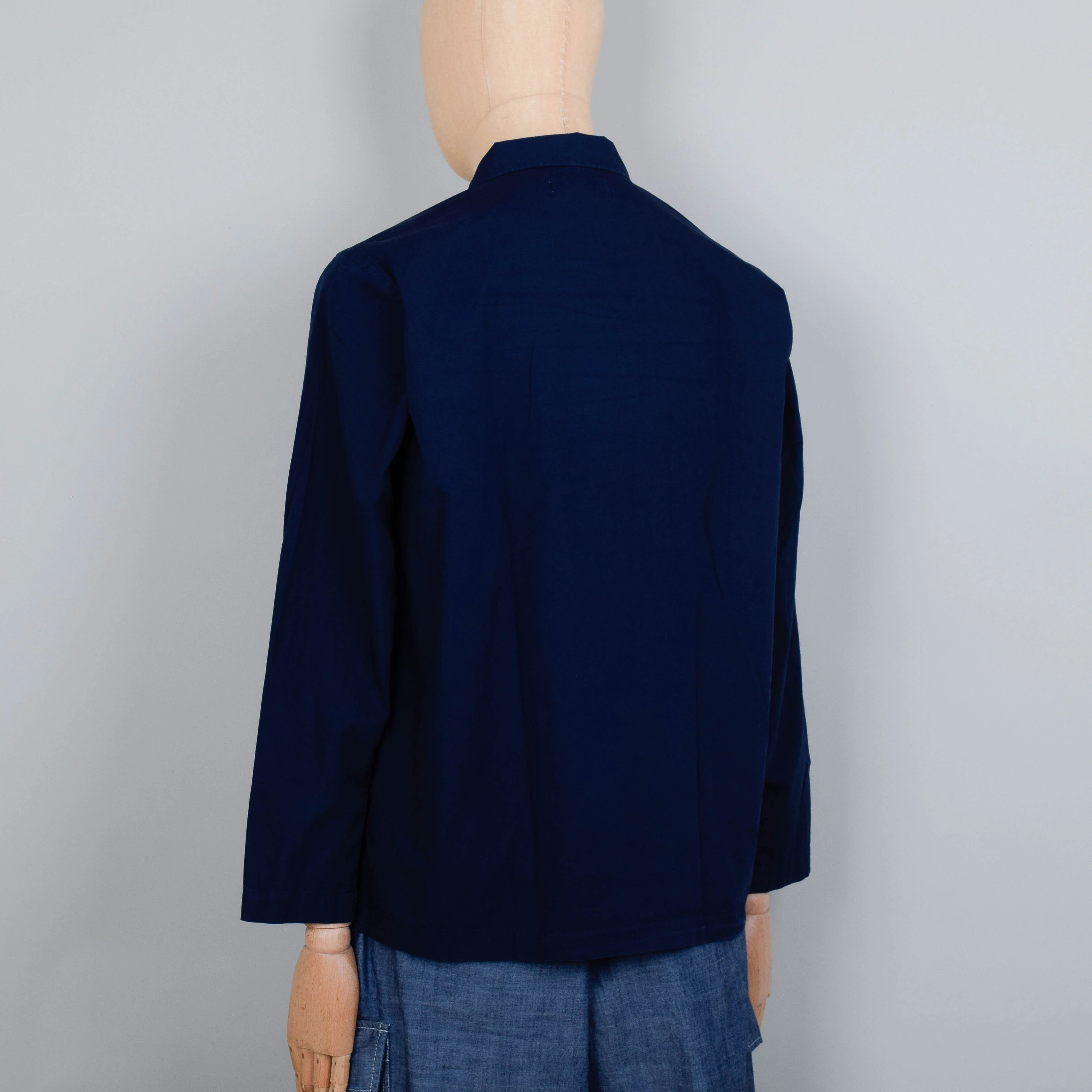Universal Works Bakers Overshirt Fine Poplin - Navy - Image 3