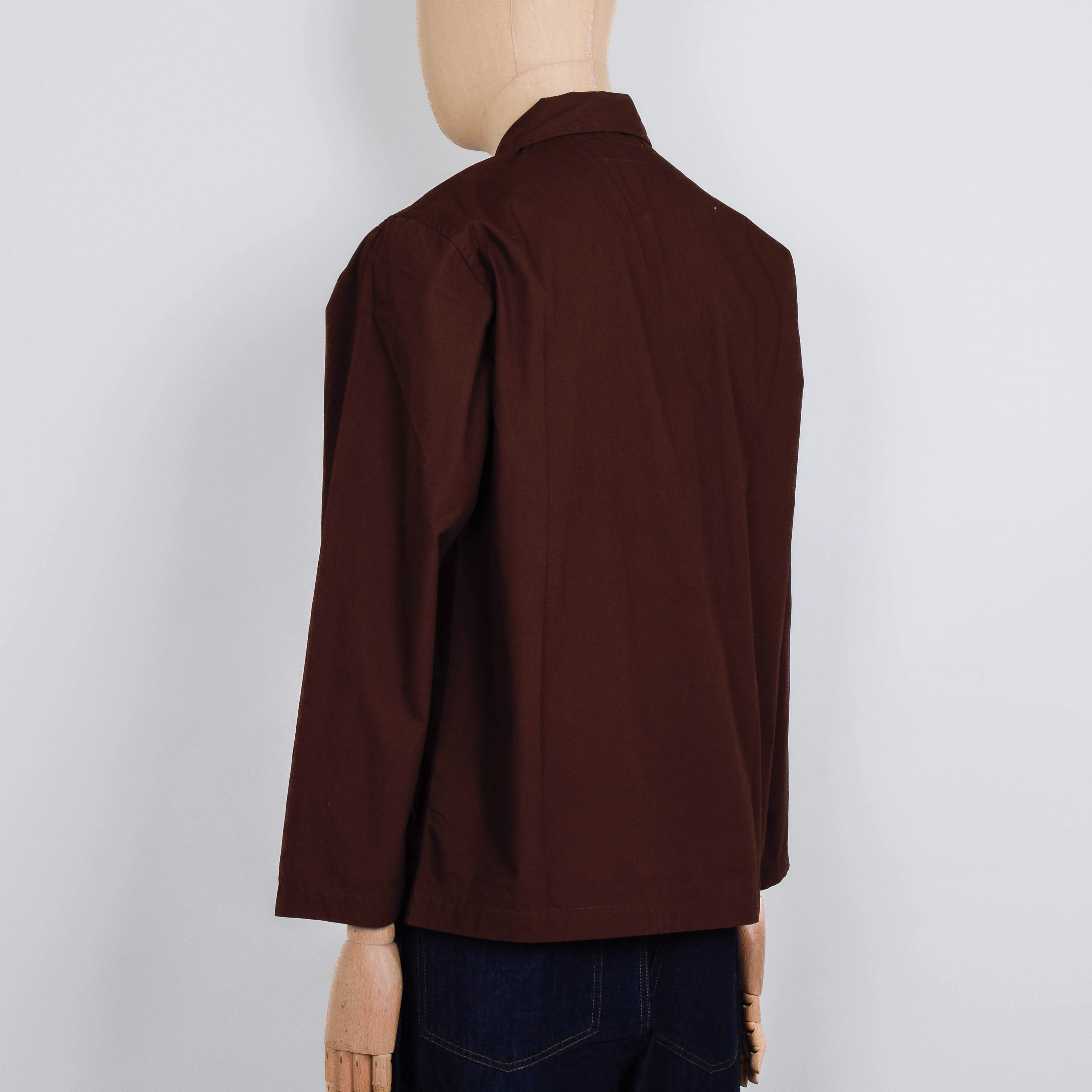 Universal Works Bakers Overshirt Peached Poplin - Brown - Image 3