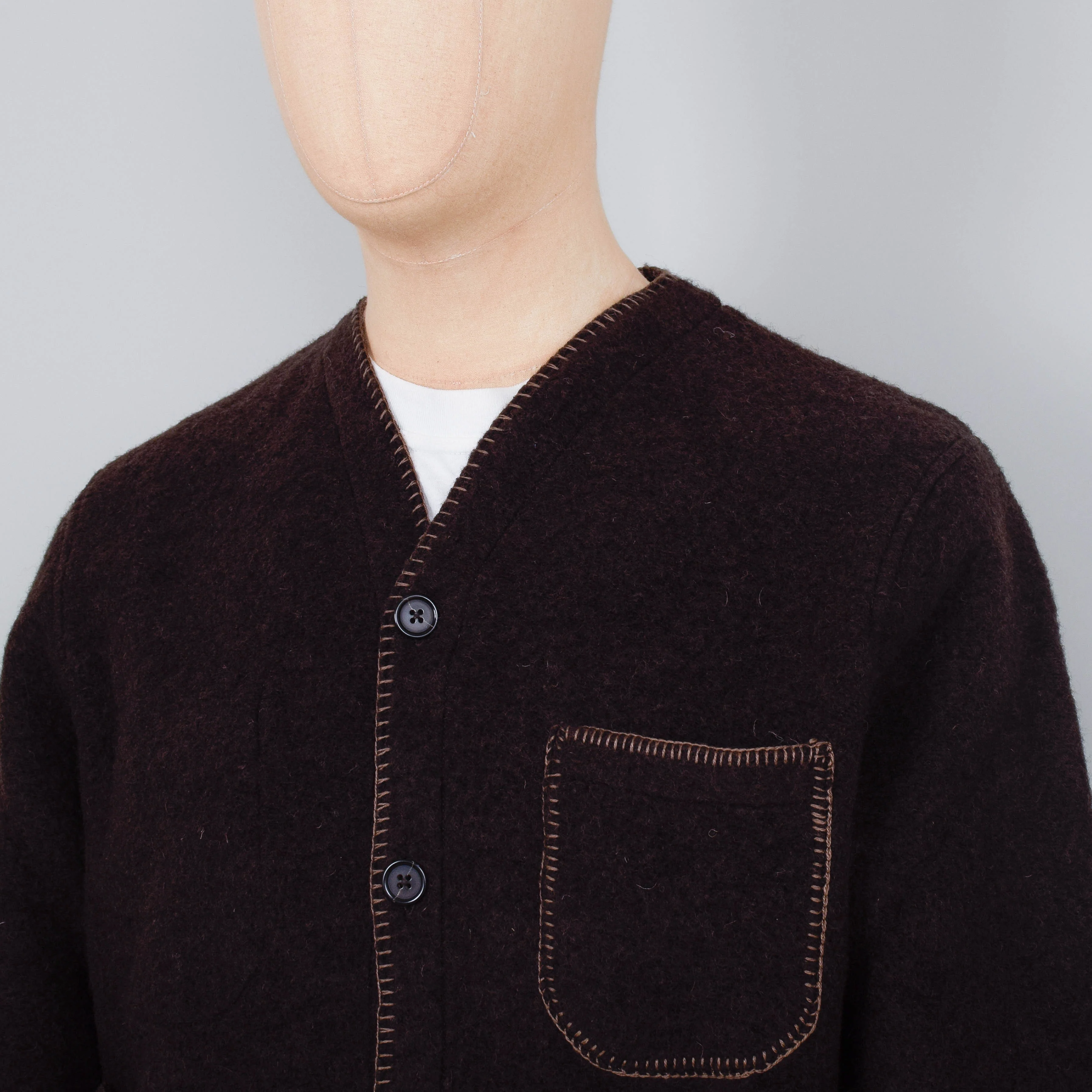 Universal Works Blanket Cardigan Studio Wool Mix - Brown - Image 2