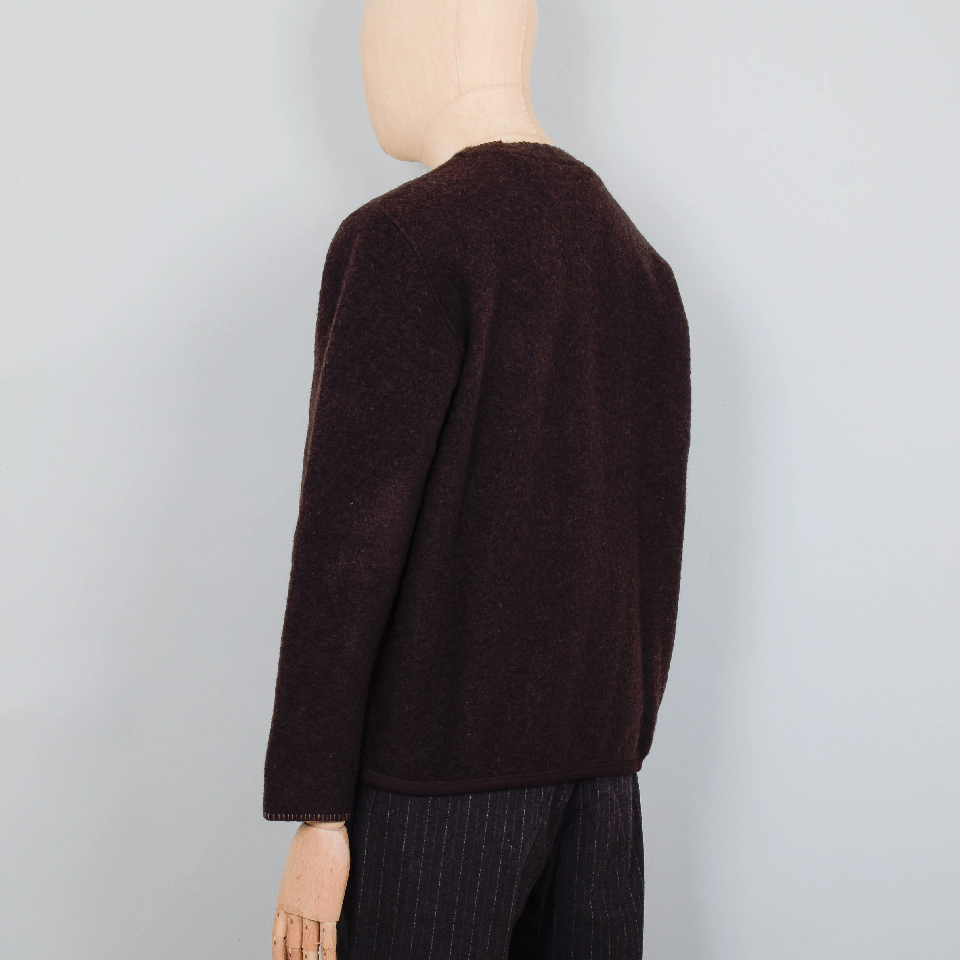 Universal Works Blanket Cardigan Studio Wool Mix - Brown - Image 3